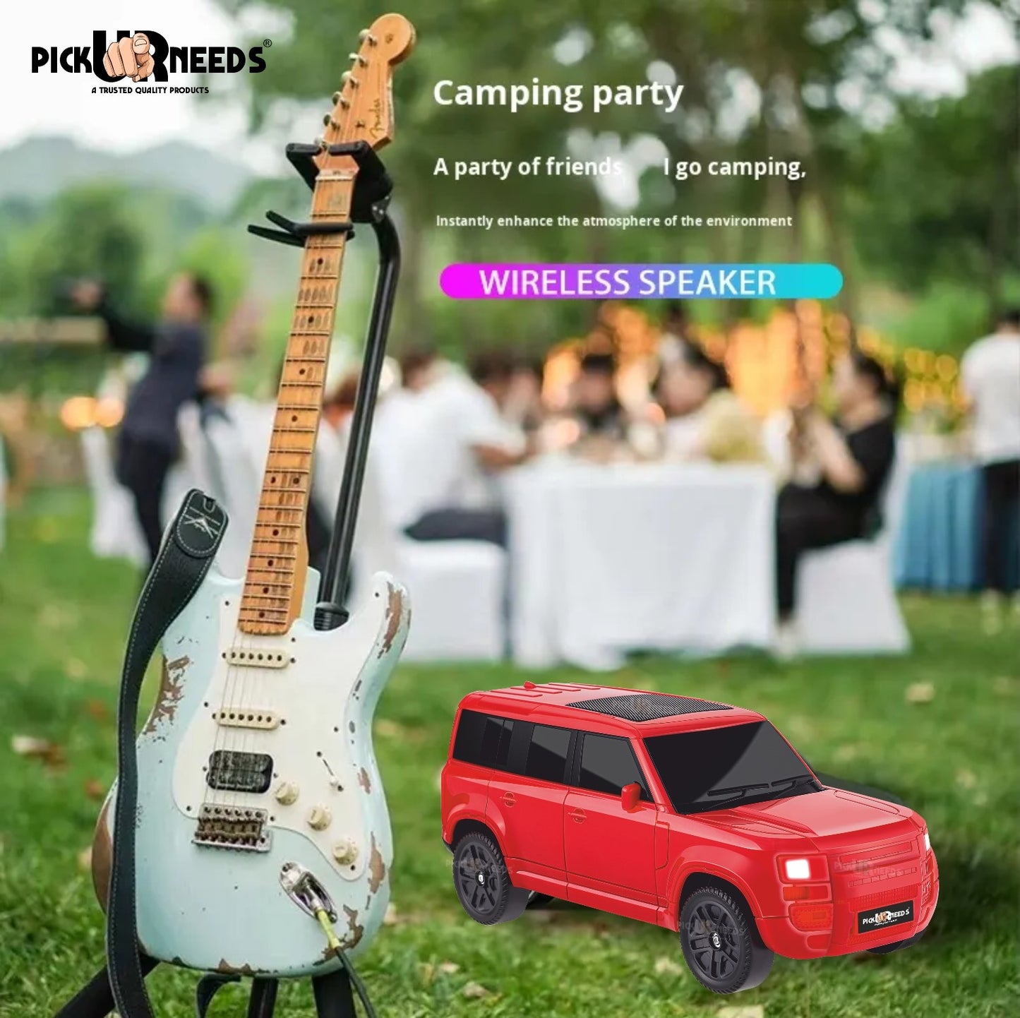 Pick Ur Needs Portable 10W Car Shape Bluetooth Wireless Speaker with Deep Bass 1200mAh Battery Support FM Radio, USB, TF Card, TWS Stylish SUV Design