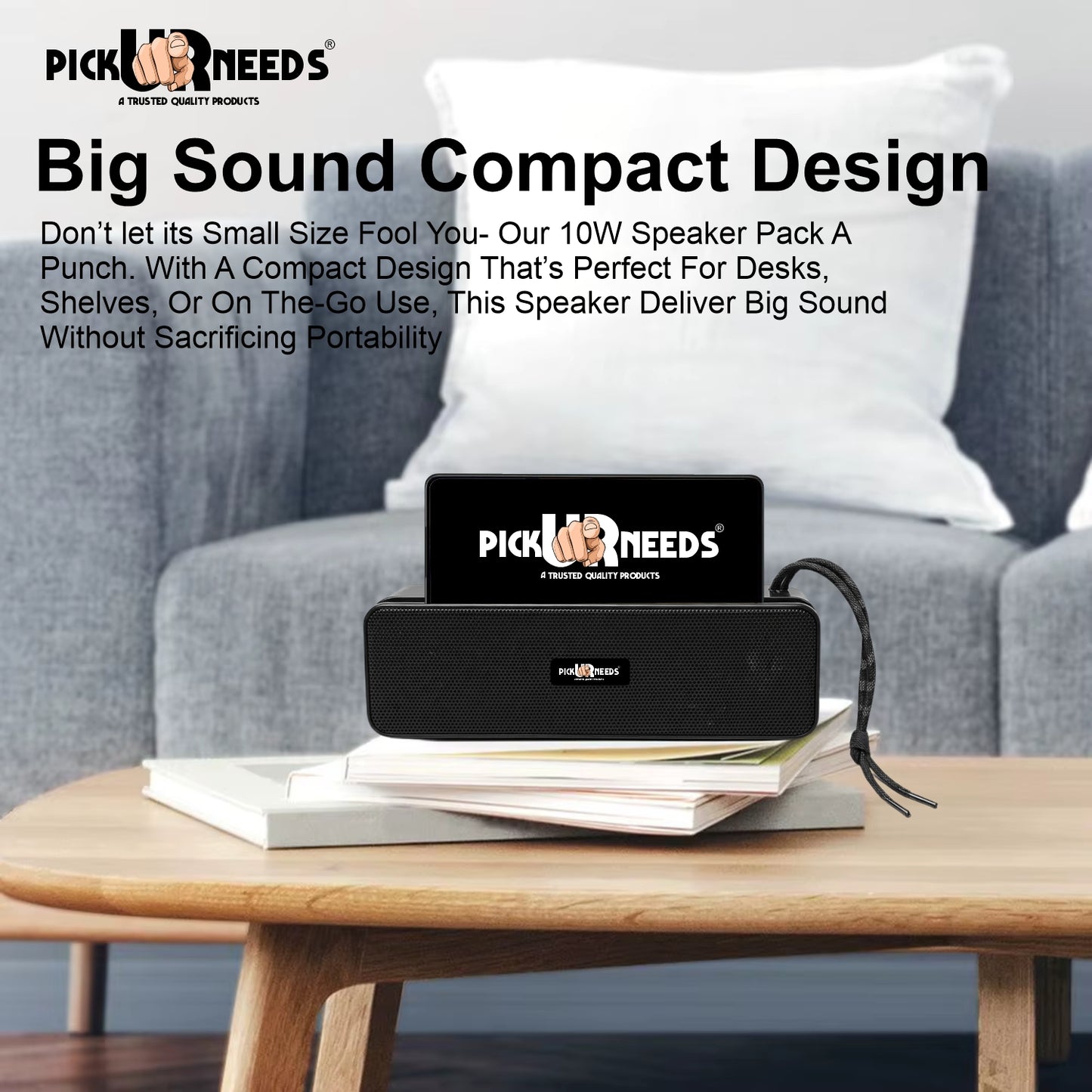 Pick Ur Needs Rechargeable Wireless 10W Bluetooth Speaker with 1800mAh Battery,FM Radio, AUX, TF Card, 6hrs Playtime