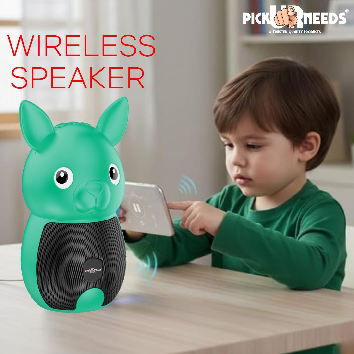 Pick Ur Needs Bunny Bluetooth Speaker | Cute Portable Wireless Speakers with TWS, FM Radio, USB & TF Card | Rechargeable Mini Speaker for Kids & Desk Use