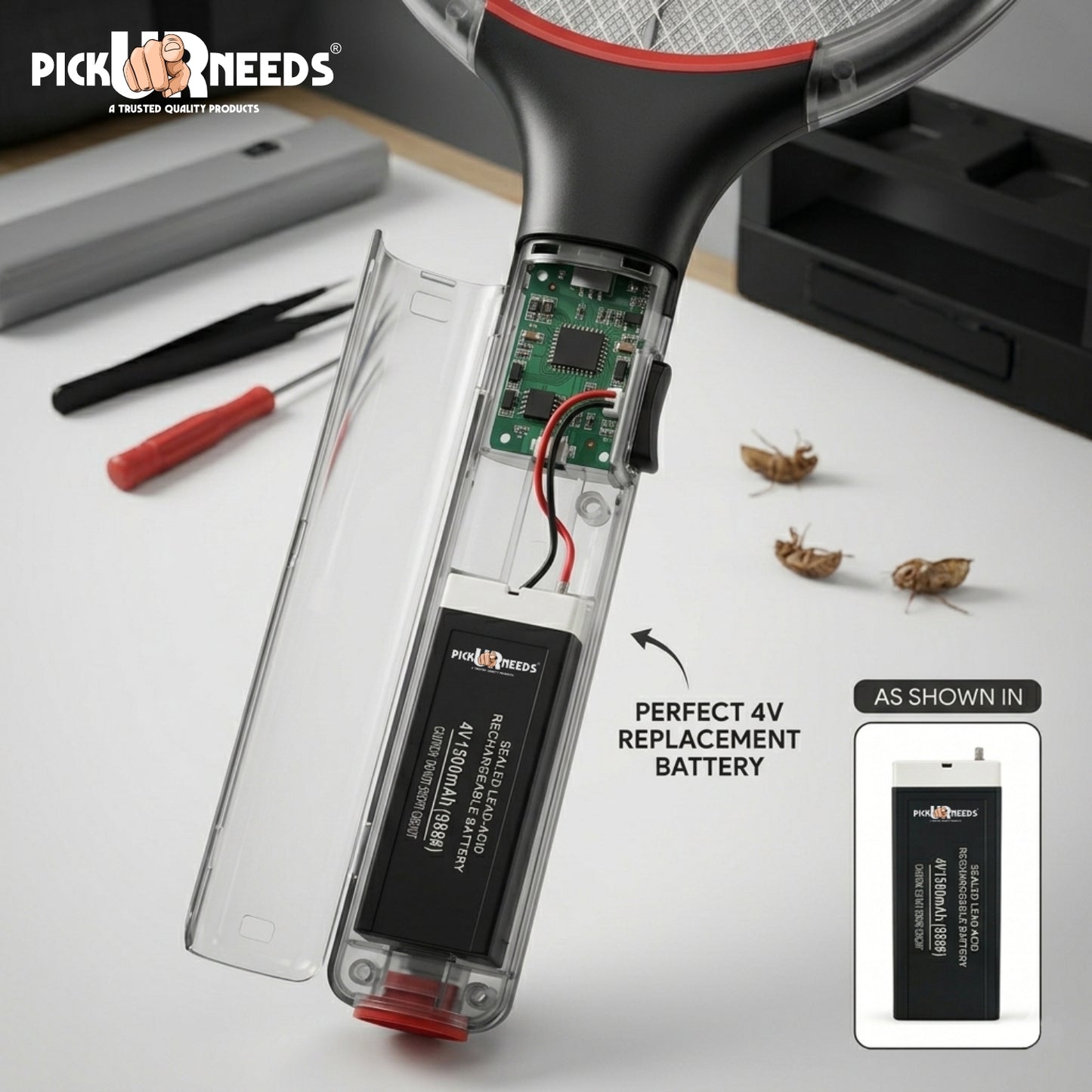 Pick Ur Needs 4V 1500mAh Rechargeable Lead Acid Battery for Emergency & Security Use 4 hrs Lantern Emergency Light (Black)