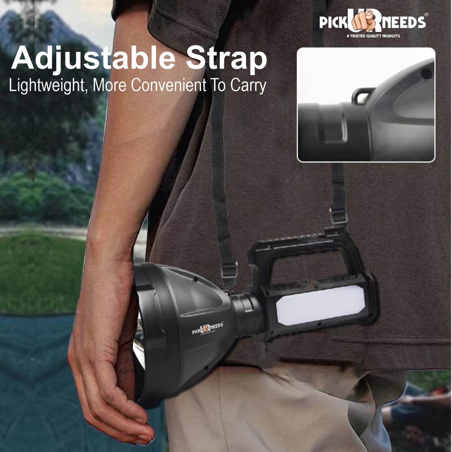 Pick Ur Needs LED 100W LongRange Search Torch With 4 Modes, Multi Purpose, Handheld,Waterproof Torch  (Black, 13 cm, Rechargeable)