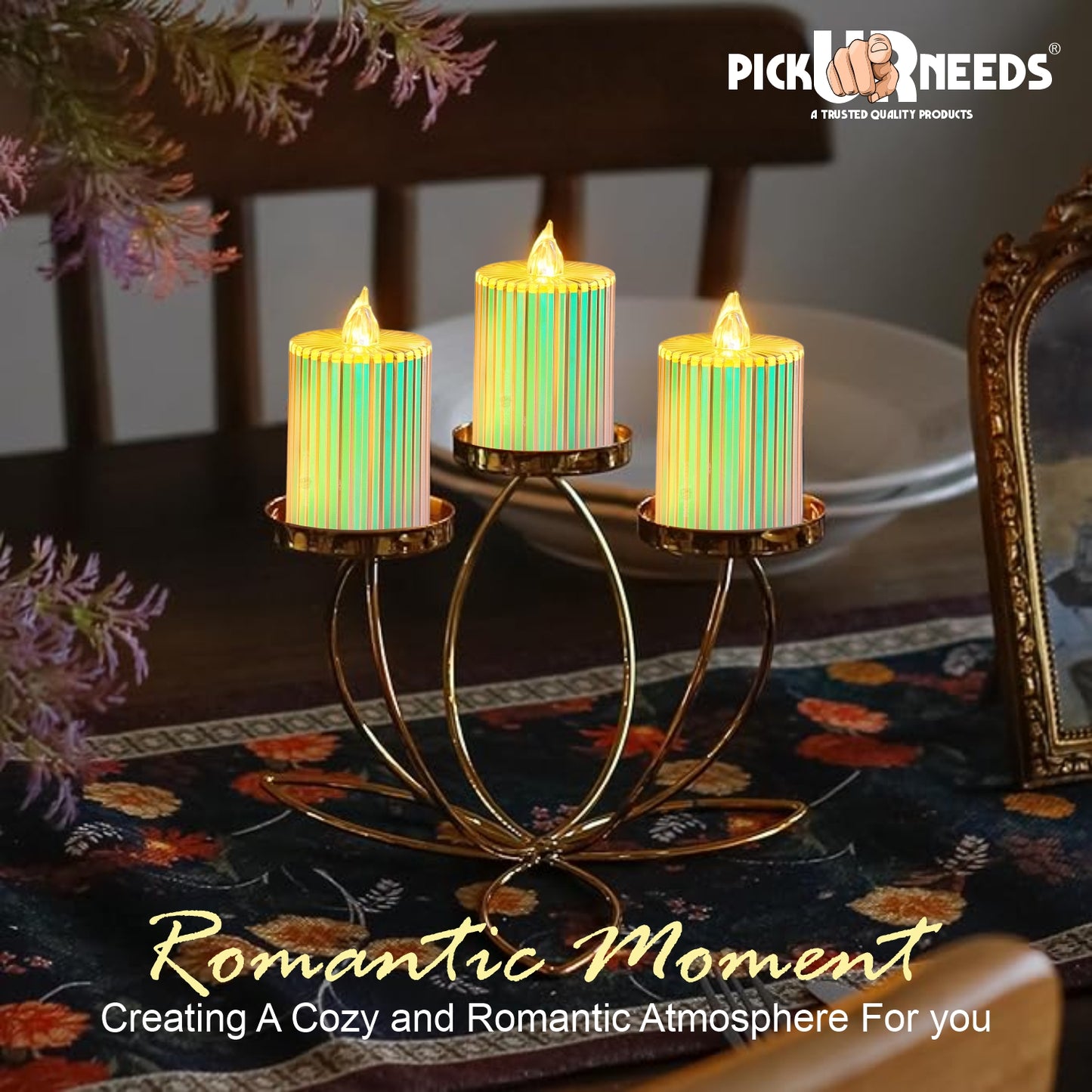 Pick Ur Needs Flameless LED Candle Light with Warm Yellow Flickering Artificial Candle for Home Decor, Festival & Romantic Lighting