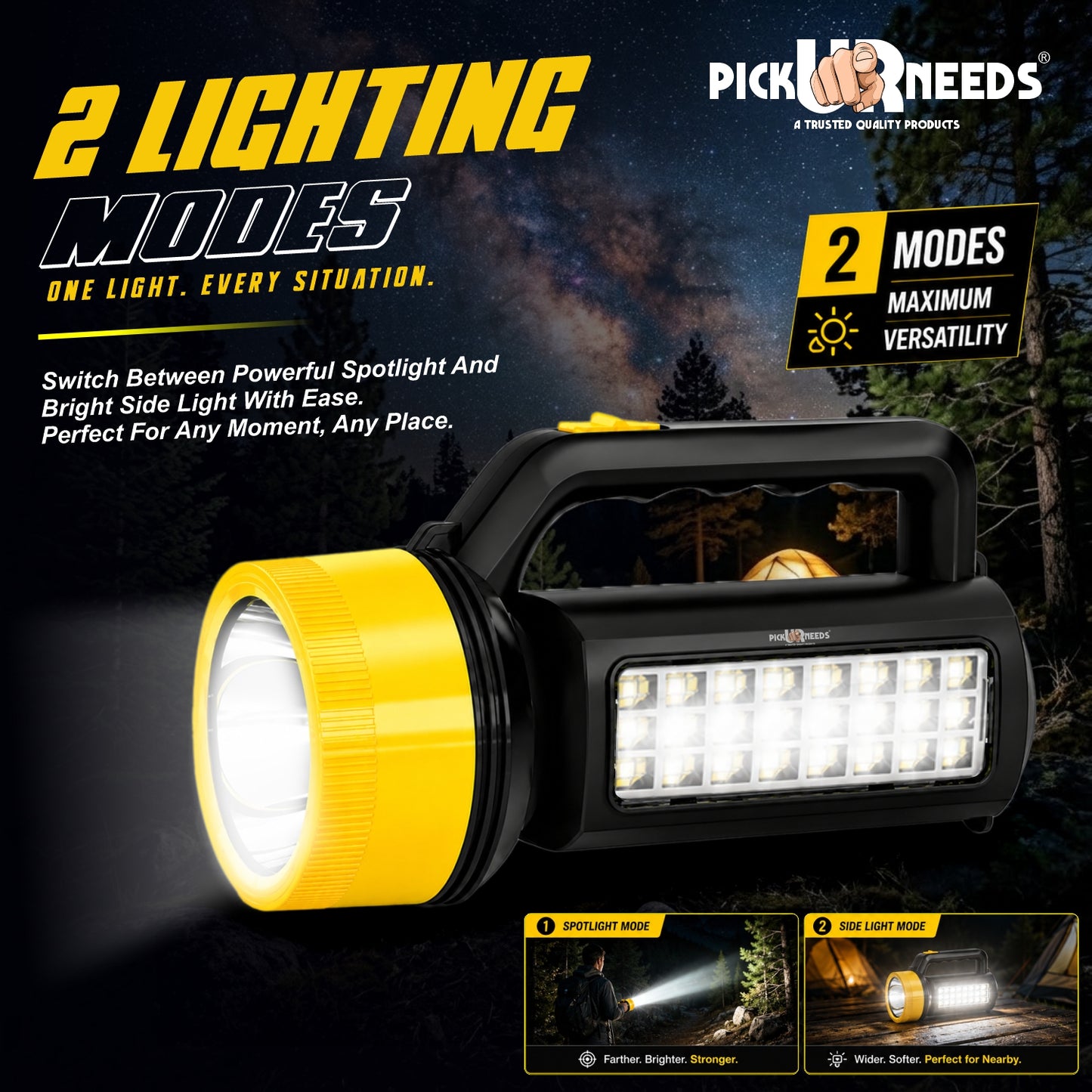 Pick Ur Needs 75W Emergency Long Range Rechargeable Search Laser with 24 SMD Bright Torch Light