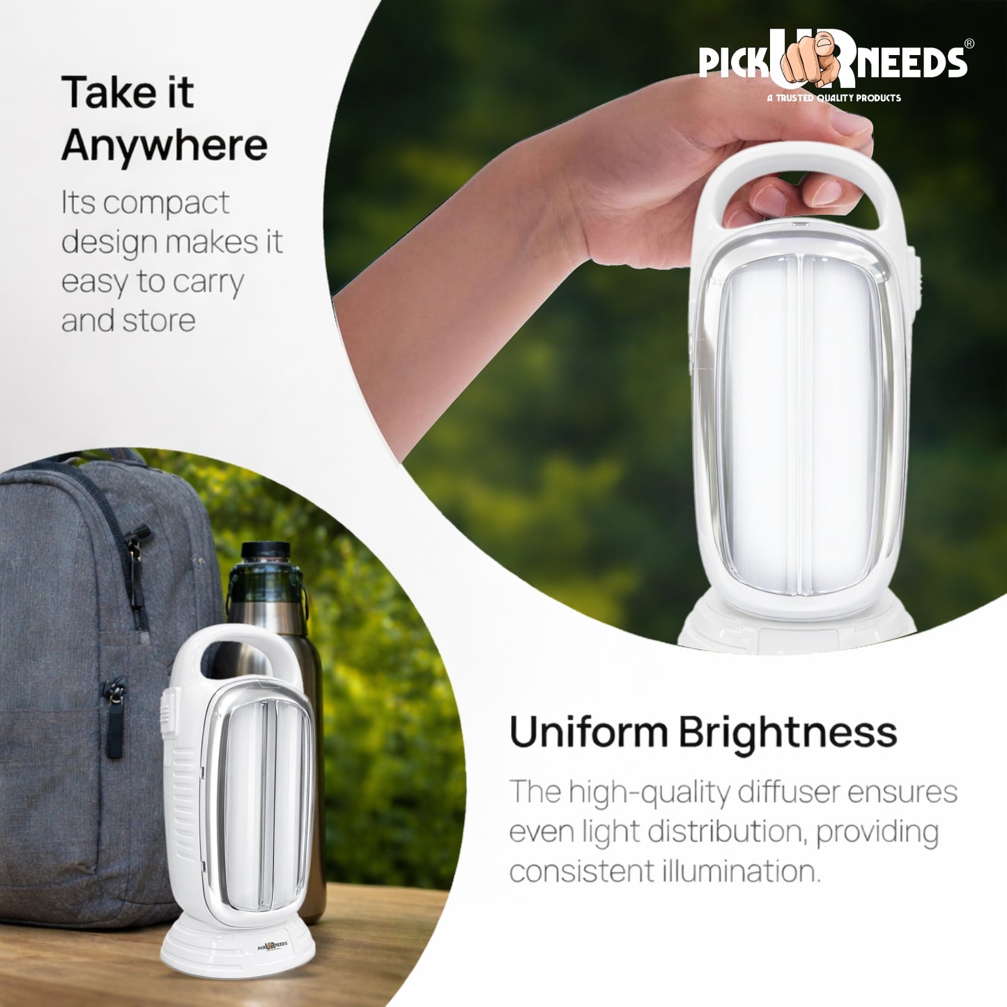 Pick Ur Needs 2-in-1 Rechargeable LED Lamp 40W with 2500mAh Battery, High & Low Modes, 15 Hours Backup, Portable Emergency Light (LED Light)