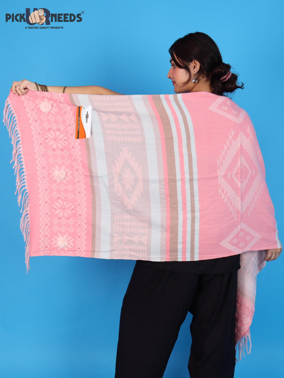 Pick Ur Needs Women Winter Shawl Stole – Soft Warm Printed Wrap with Decorative Tassels, Stylish Winter Girls Scarf