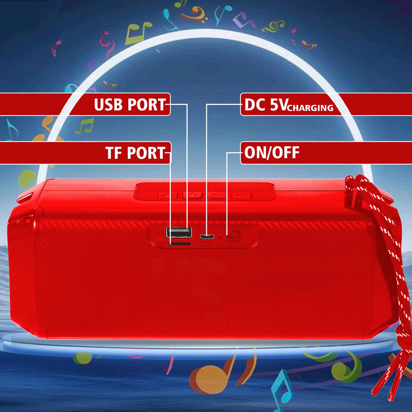 Pick Ur Needs Bluetooth 5.0 Portable Wireless Speaker with RGB Disco Light, 5 Light Modes, USB/TF Card Support & 3 Hours Playtime