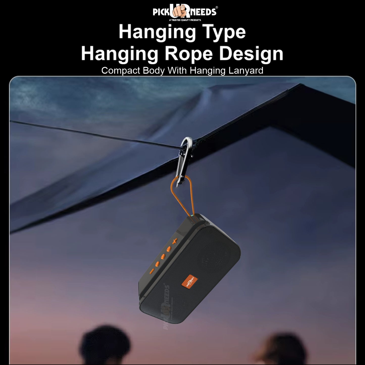 Pick Ur Needs 10W Portable Wireless Mini Bluetooth Speaker  1200mAh Battery  4H Playtime  Type-C, USB & TF Card Support