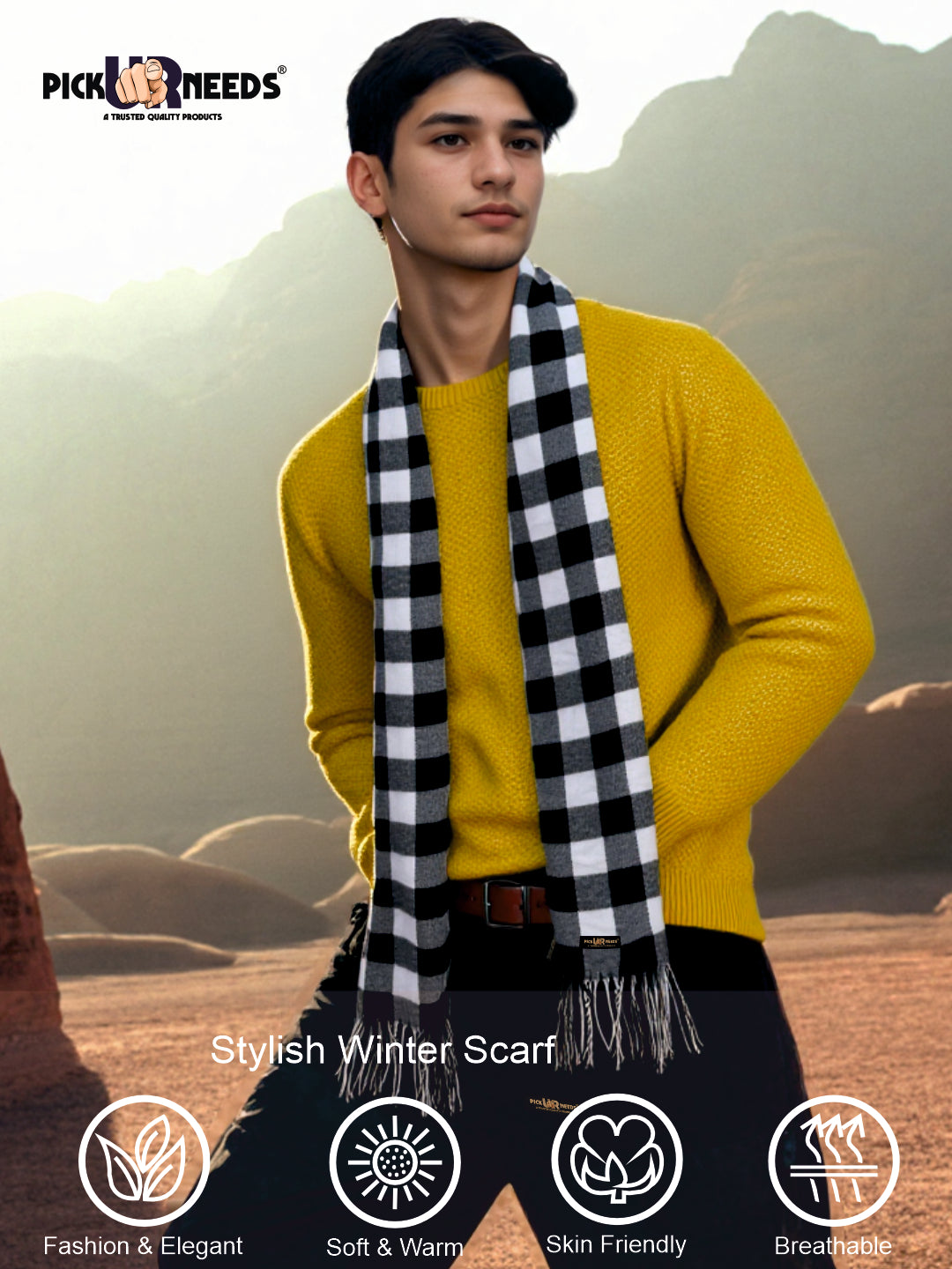 Pick Ur Needs Stylish Men’s Muffler – Warm, Soft & Trendy Winter Accessory