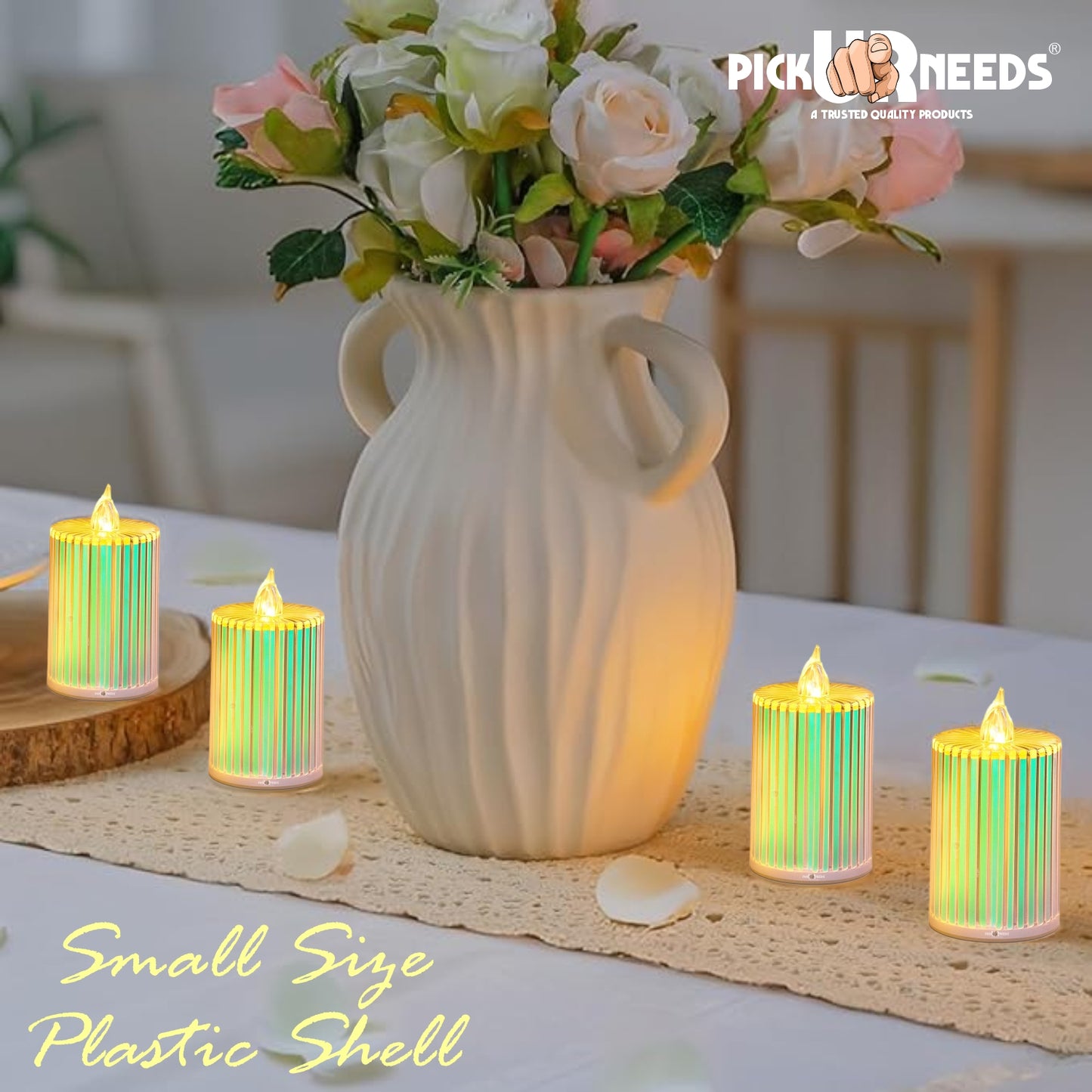 Pick Ur Needs Flameless LED Candle Light with Warm Yellow Flickering Artificial Candle for Home Decor, Festival & Romantic Lighting