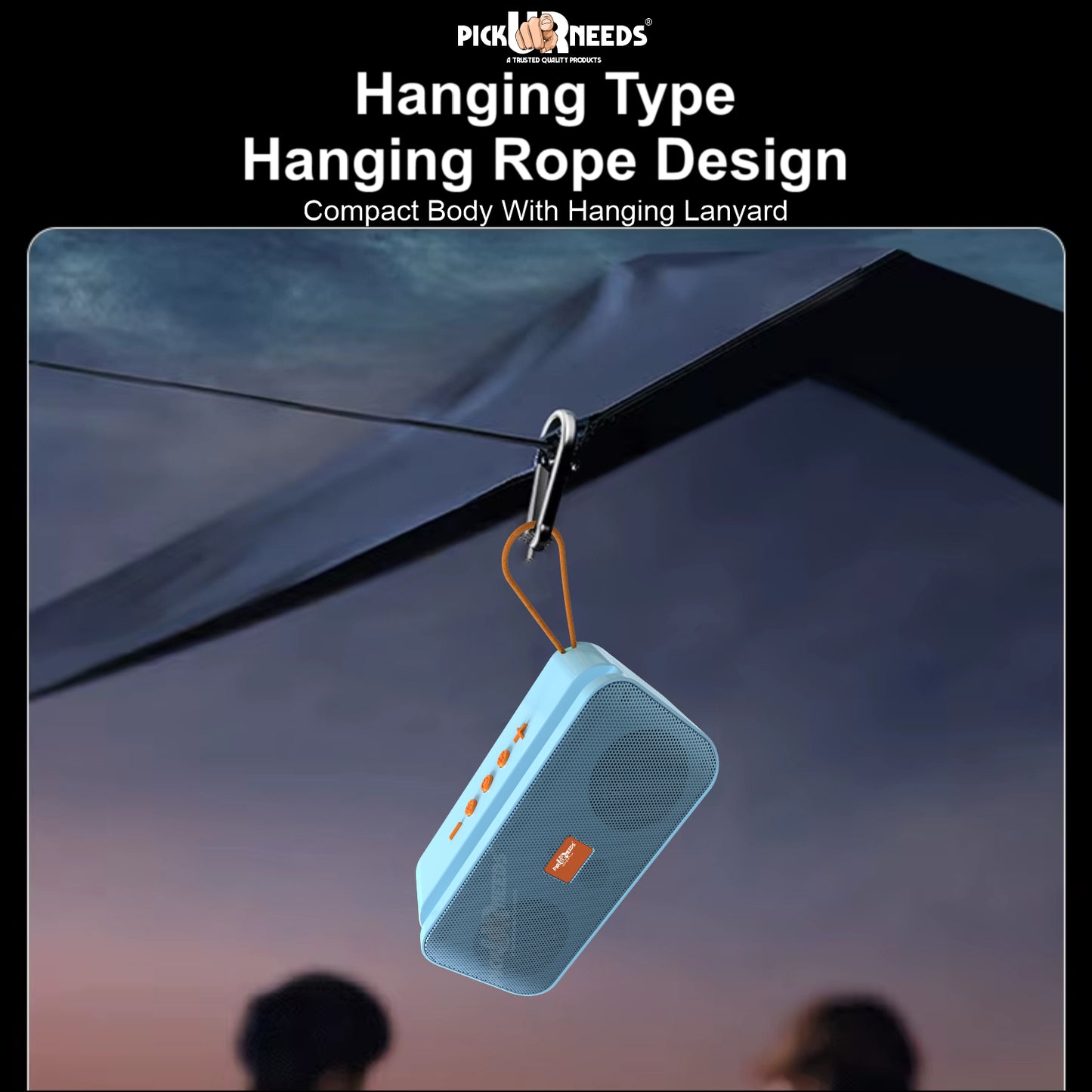 Pick Ur Needs 10W Portable Wireless Mini Bluetooth Speaker  1200mAh Battery  4H Playtime  Type-C, USB & TF Card Support