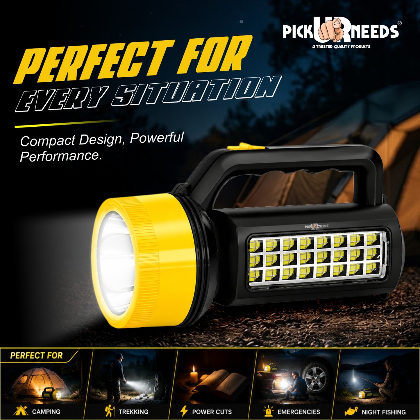 Pick Ur Needs 75W Emergency Long Range Rechargeable Search Laser with 24 SMD Bright Torch Light