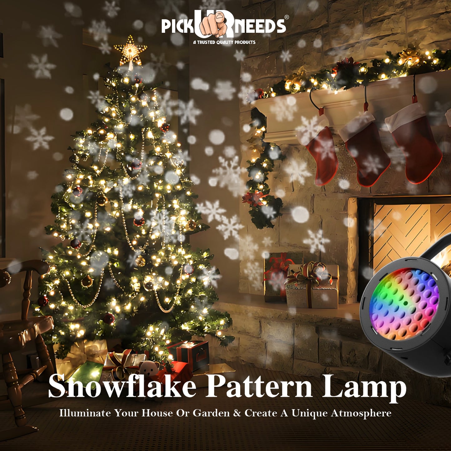 Pick Ur Needs Christmas LED Projection Lamp with 16 Pattern Rotating Effects Indoor Outdoor Decorative Light for Festival, Party, Xmas Tree & Home Décor | Waterproof Disco Projection Light