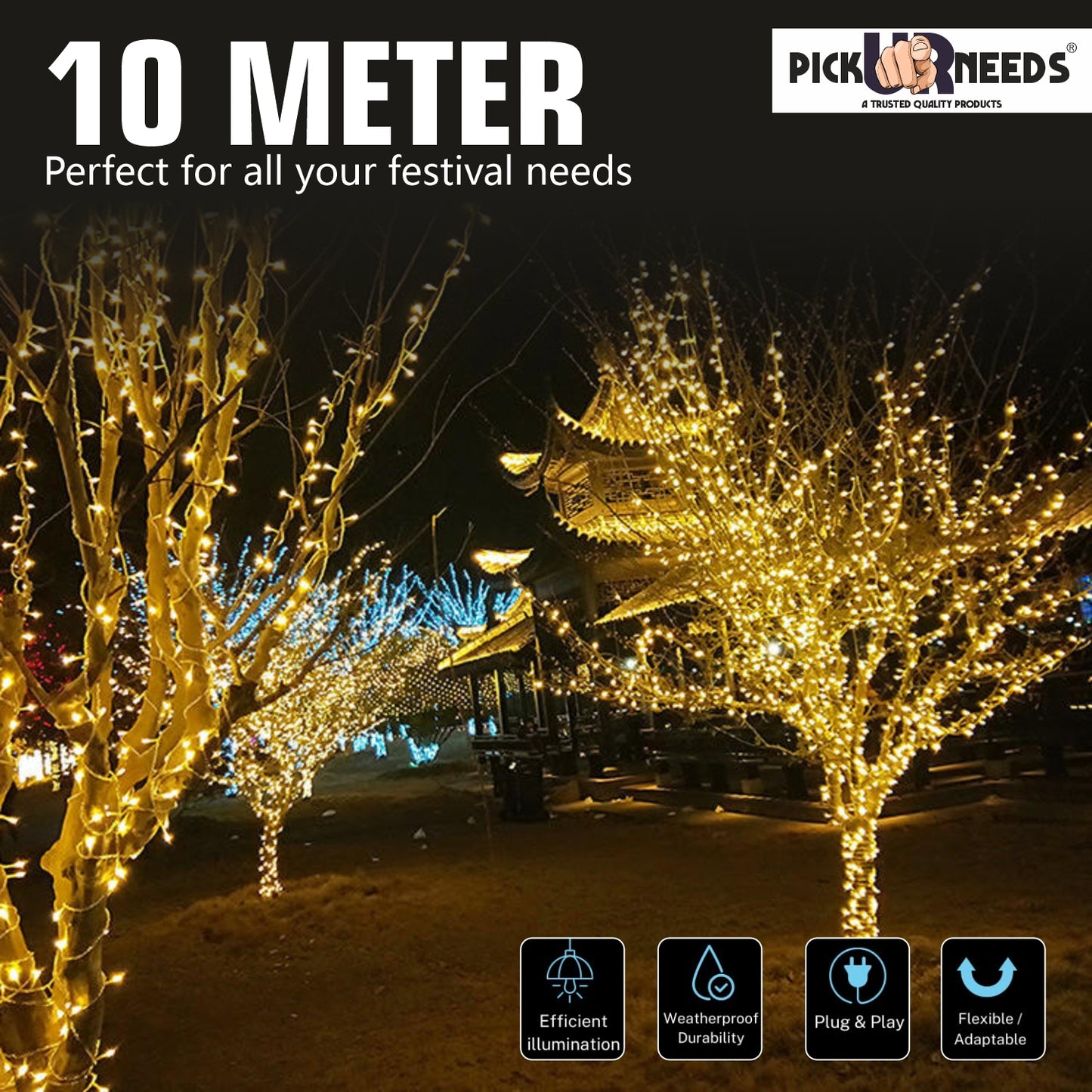 Pick Ur Needs 74 LEDs 10 m Blue Steady String Rice Lights