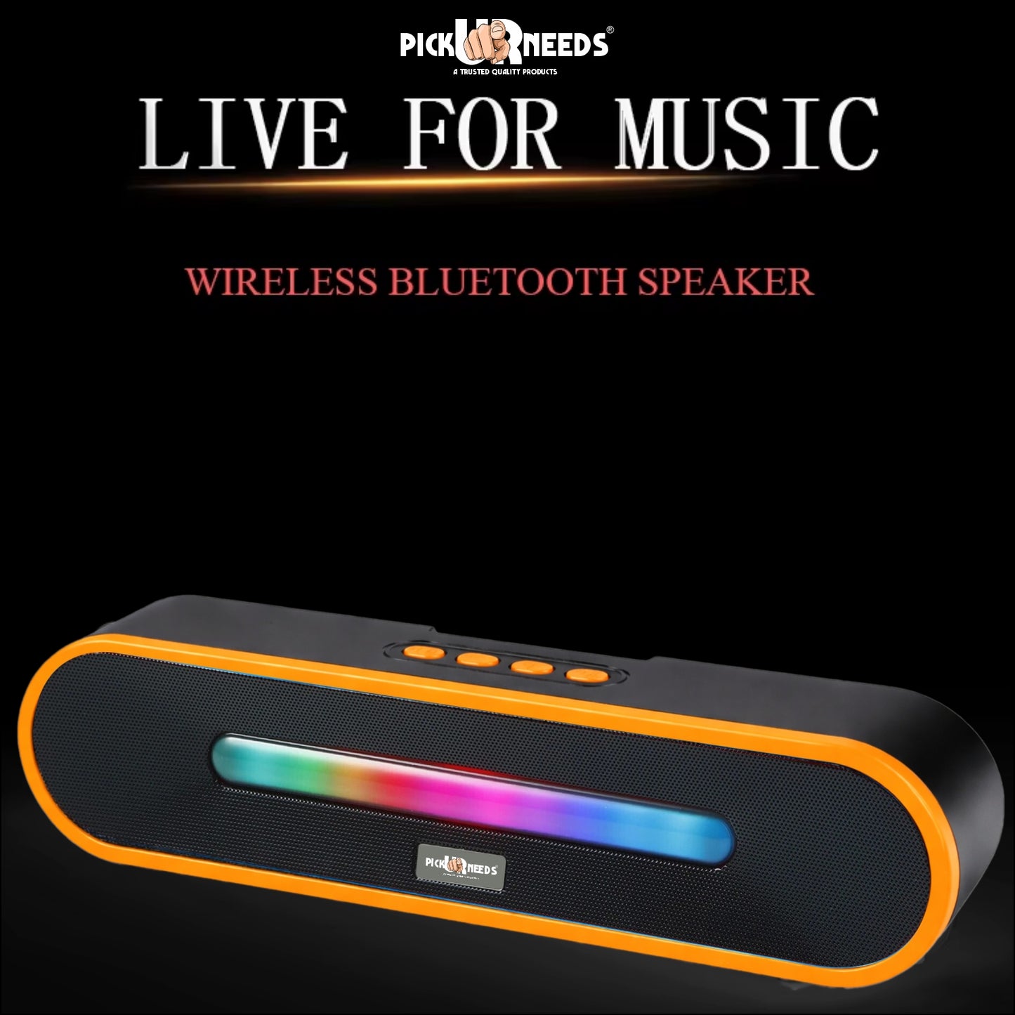 Pick Ur Needs Portable Bluetooth Speaker 1800mAh with RGB LED Lights | Wireless Speaker with USB, TF Card & AUX | Deep Bass Sound Bar for Home & Outdoor