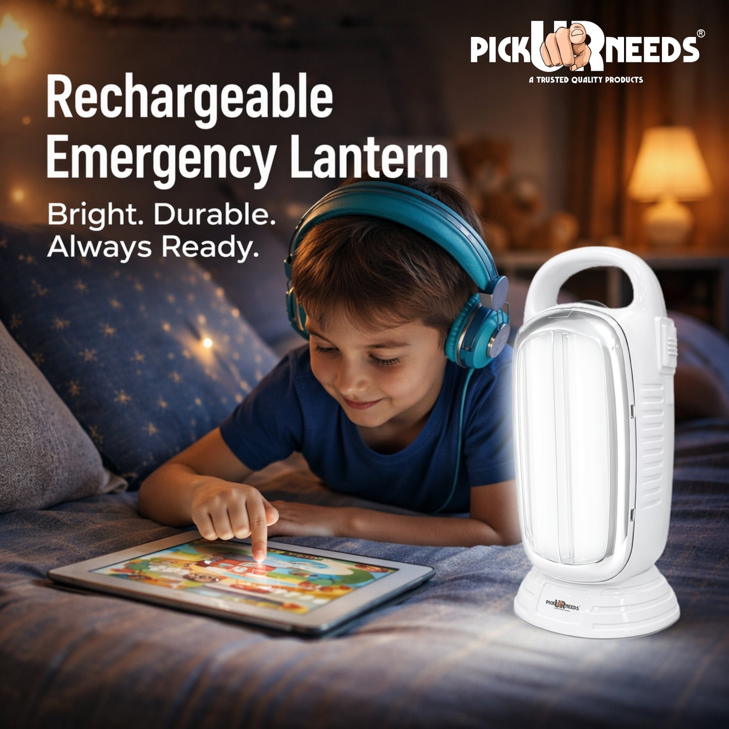 Pick Ur Needs 2-in-1 Rechargeable LED Lamp 40W with 2500mAh Battery, High & Low Modes, 15 Hours Backup, Portable Emergency Light (LED Light)