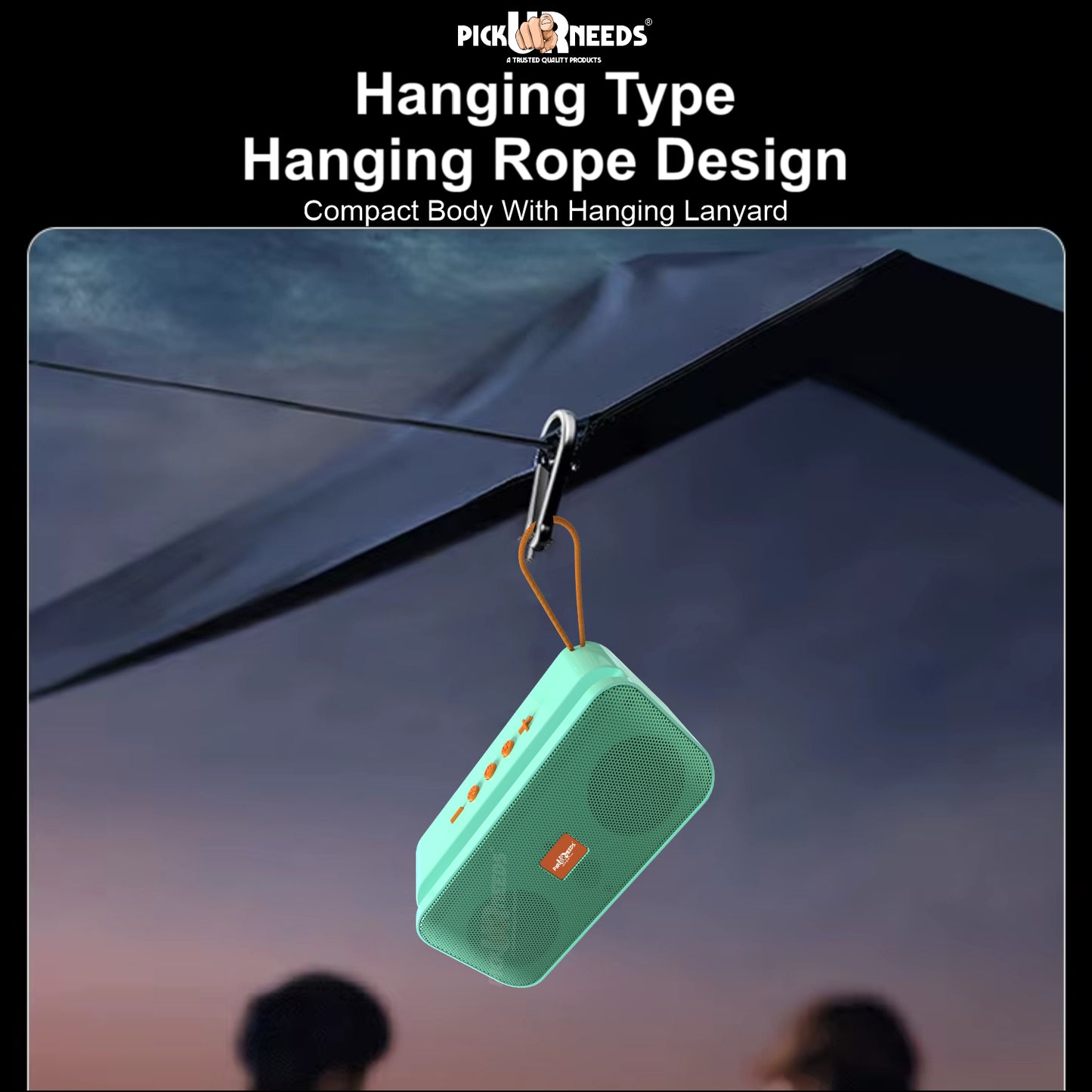 Pick Ur Needs 10W Portable Wireless Mini Bluetooth Speaker  1200mAh Battery  4H Playtime  Type-C, USB & TF Card Support