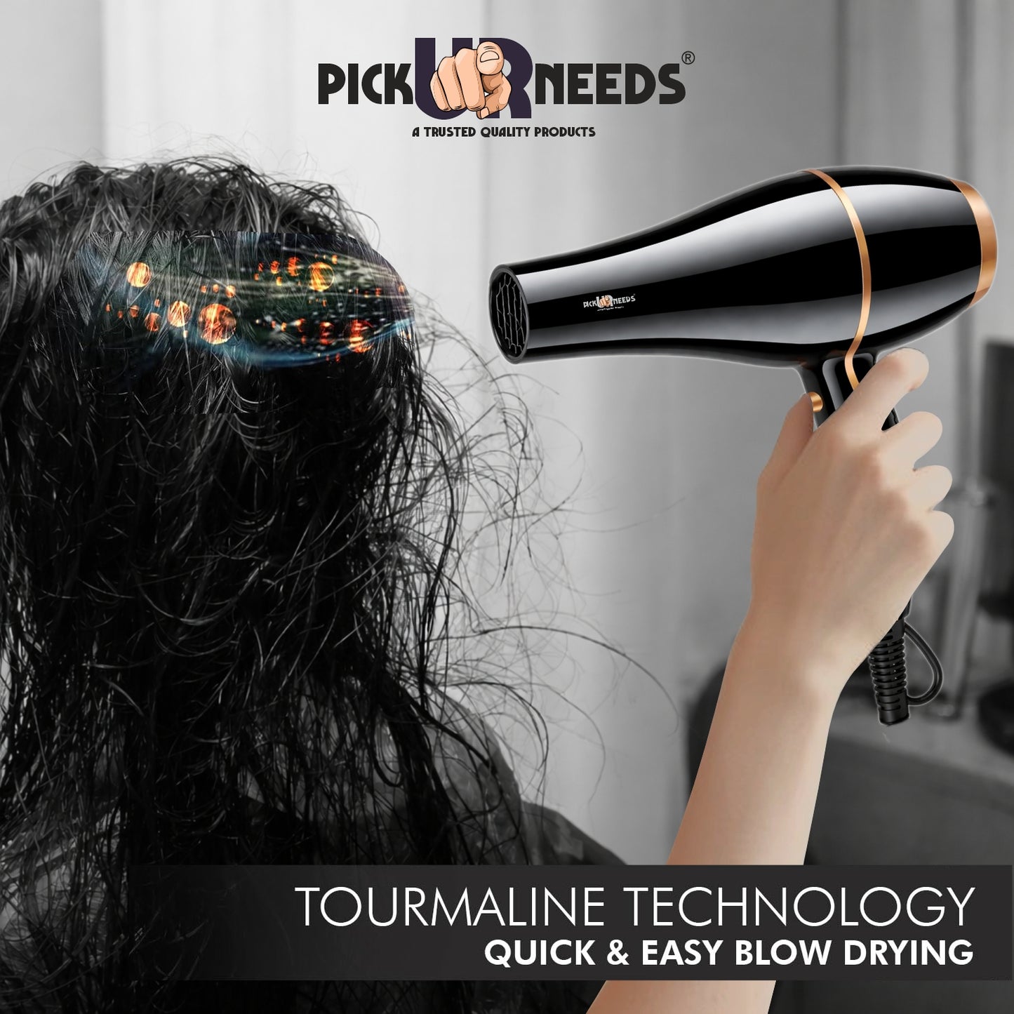 Pick Ur Needs Professional Hair Dryer 2000W Hot & Cold Air 2 Speed Settings Hair Styling Hair Dryer
