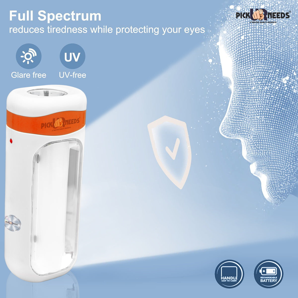 Pick Ur Needs Dual Power Mini Recharegable Home Emergency Led Light Torch 4 hrs Lantern Emergency Light  (Orange)
