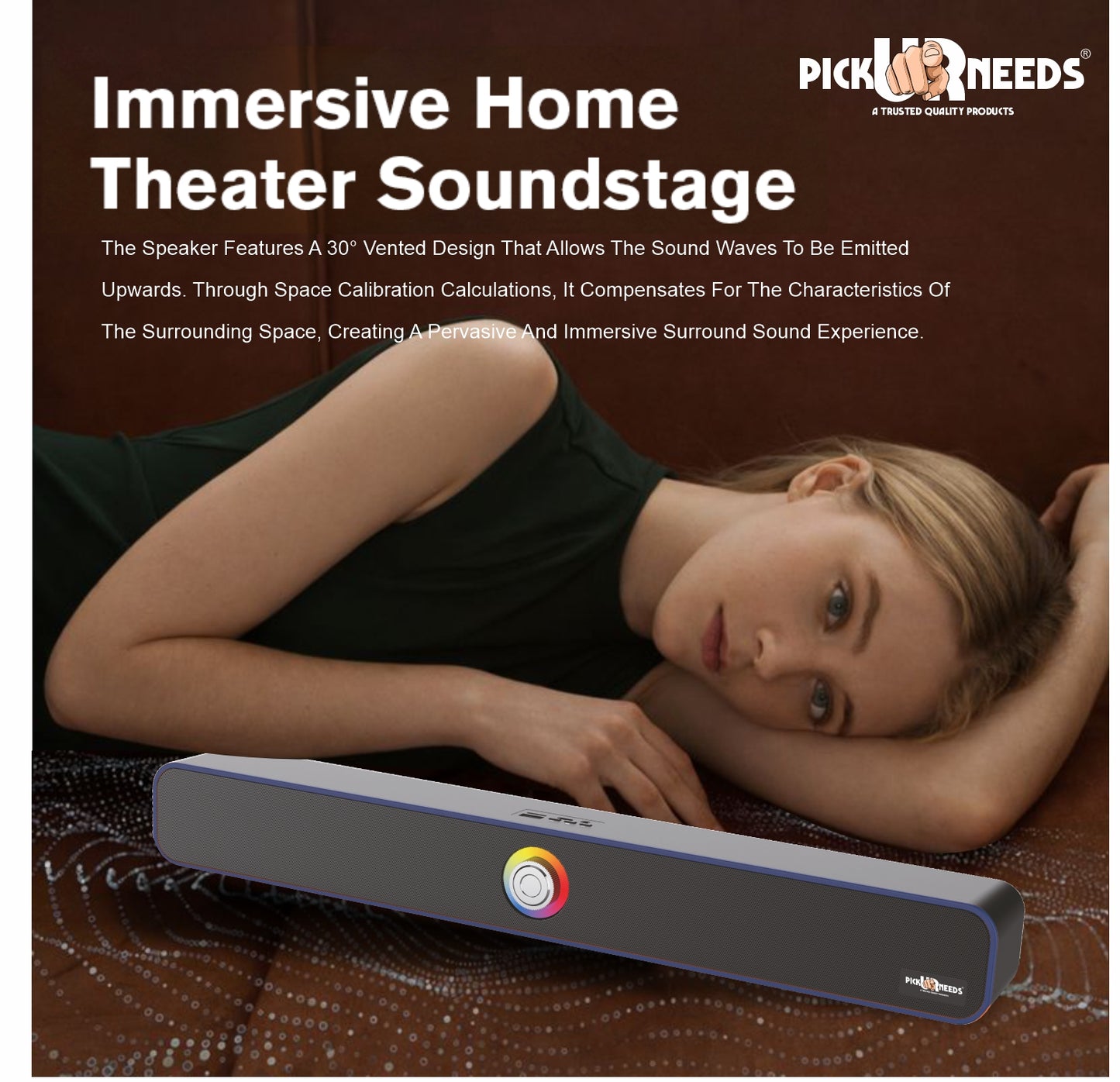 Pick Ur Needs Bluetooth Soundbar Speaker Portable 40W with 240F Card USB Playback Dynamic Thunder Bass Home TV Sound Bar