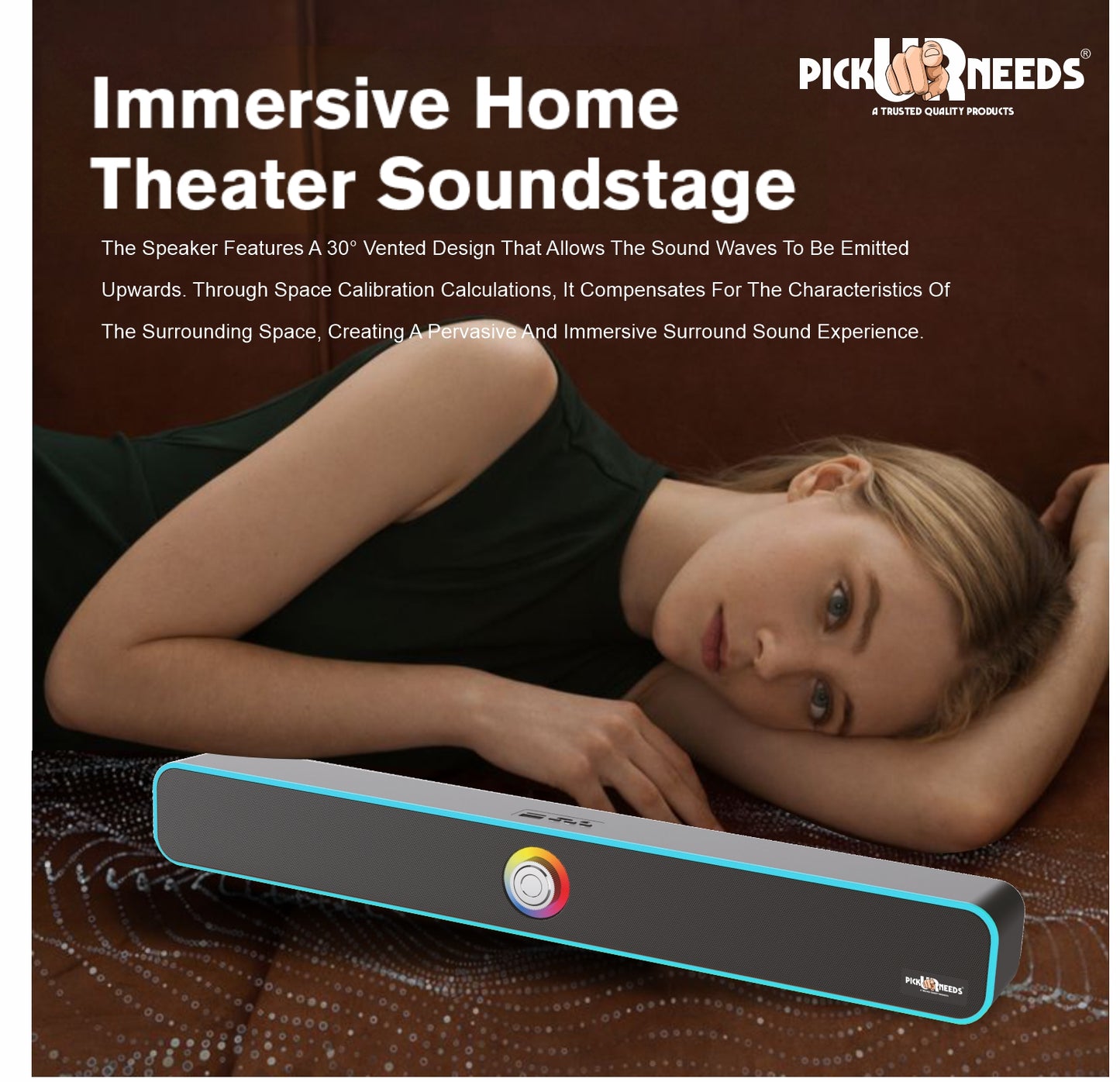 Pick Ur Needs Bluetooth Soundbar Speaker Portable 40W with 240F Card USB Playback Dynamic Thunder Bass Home TV Sound Bar