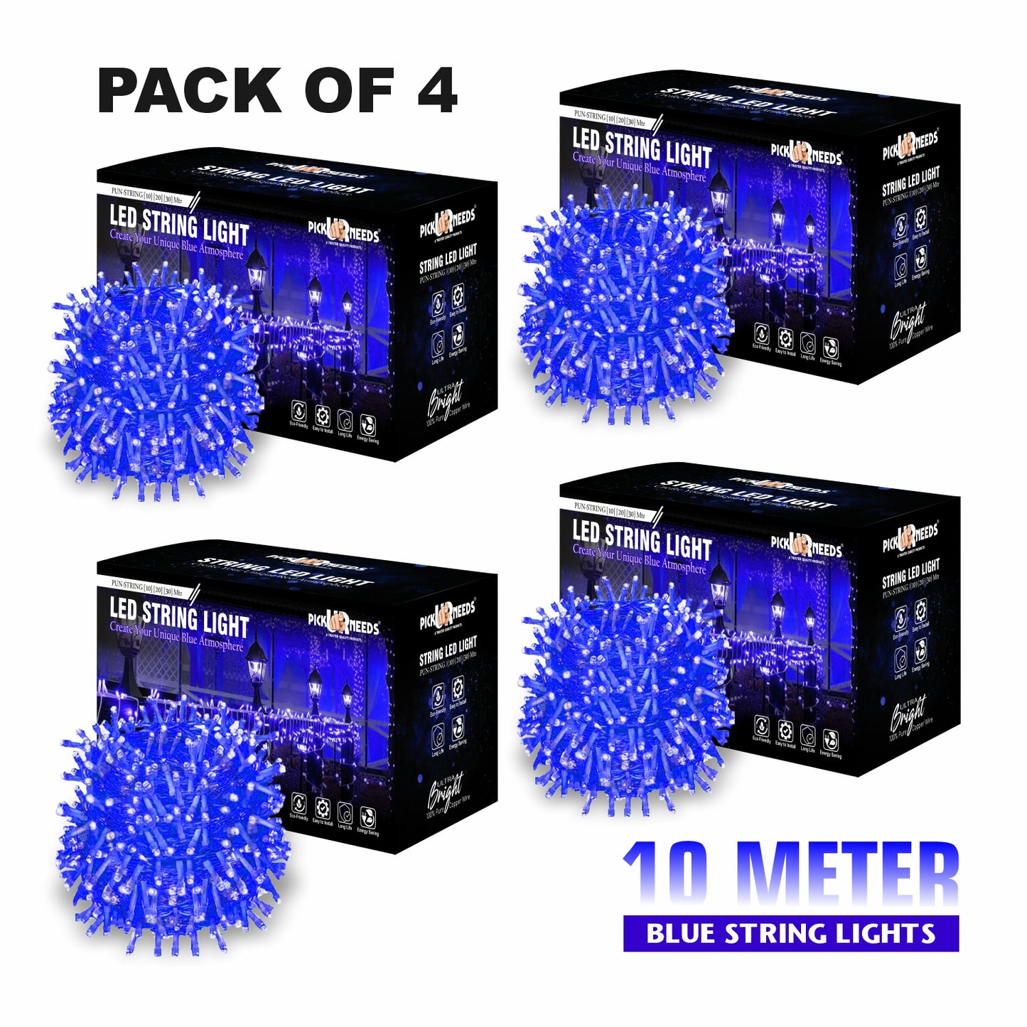 Pick Ur Needs 74 LEDs 10 m Blue Steady String Rice Lights