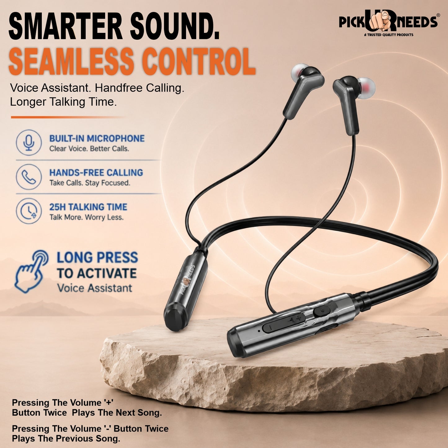Bluetooth Neckband Earbuds with Strong Battery Backup & Comfortable Fit