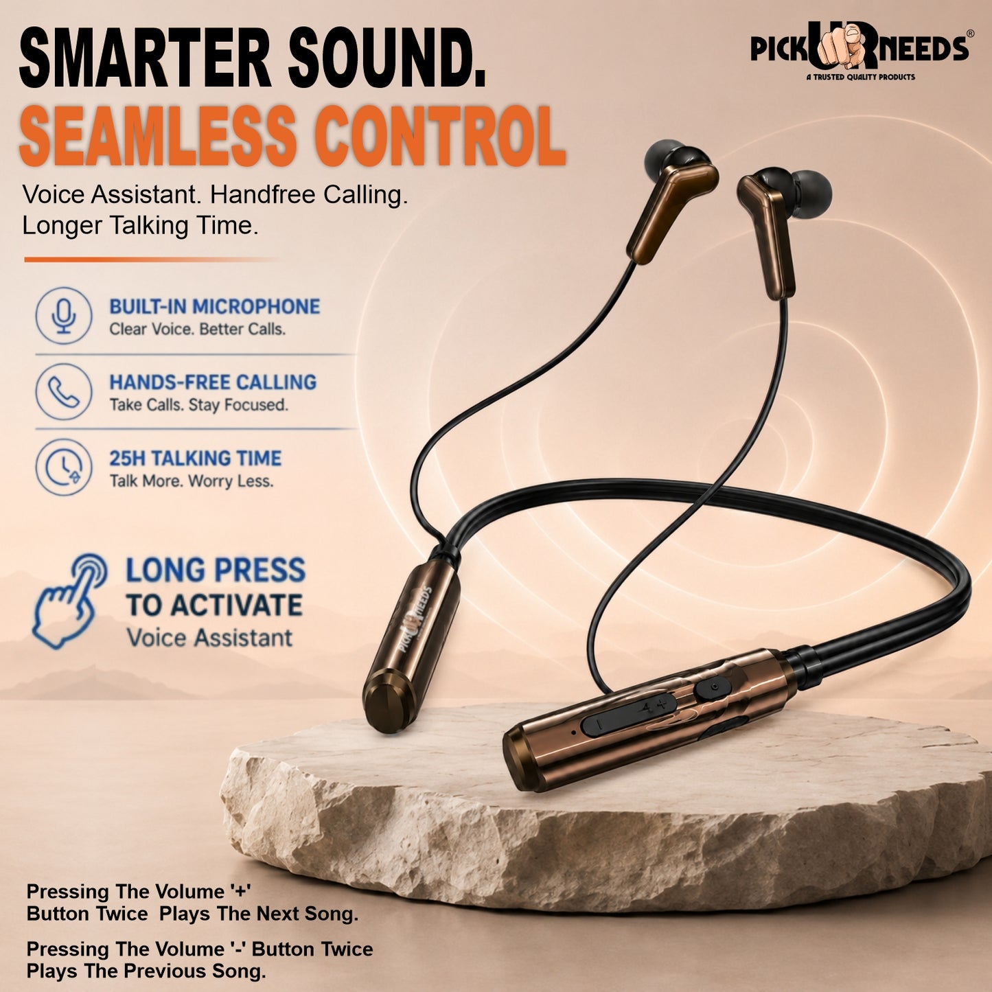 Bluetooth Neckband Earbuds with Strong Battery Backup & Comfortable Fit