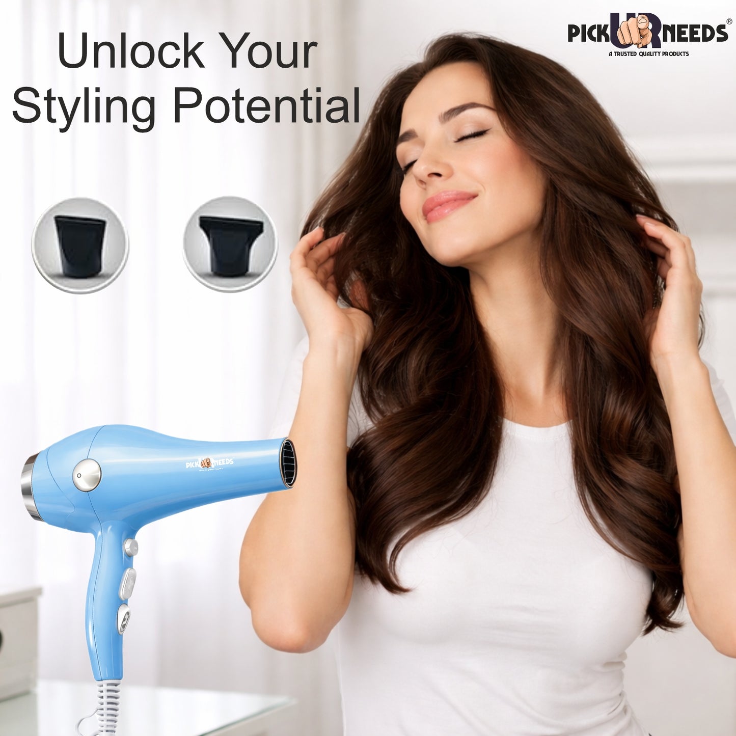 Pick Ur Needs Hair Dryer for Women & Men Quick Dry Hot and Cold Air Low Noise Dryer Hair Dryer