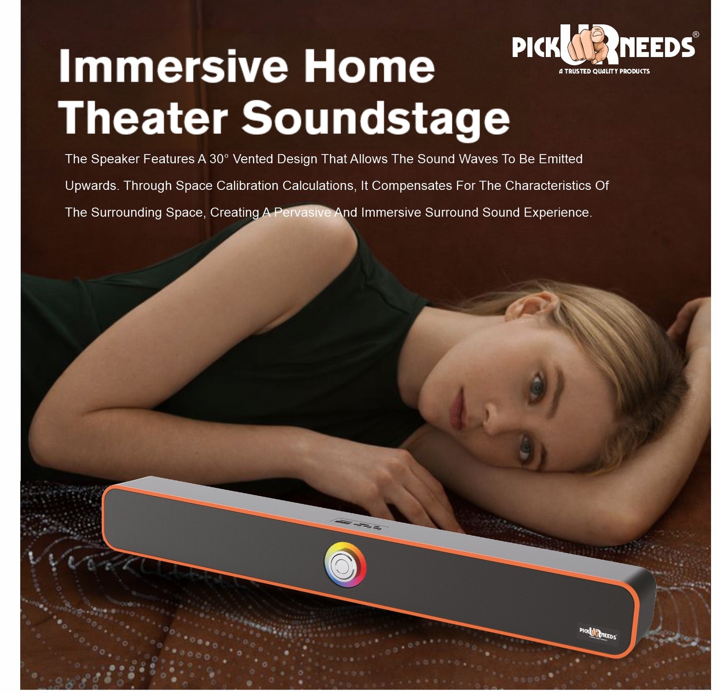 Pick Ur Needs Bluetooth Soundbar Speaker Portable 40W with 240F Card USB Playback Dynamic Thunder Bass Home TV Sound Bar
