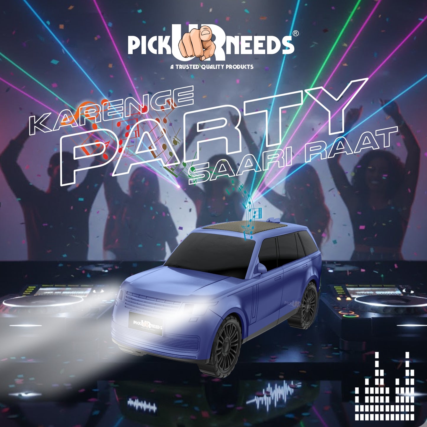 Pick Ur Needs Car Shape Wireless Bluetooth Portable Rechargeable Speaker LED Headlights  TF Card, USB, AUX, Type-C