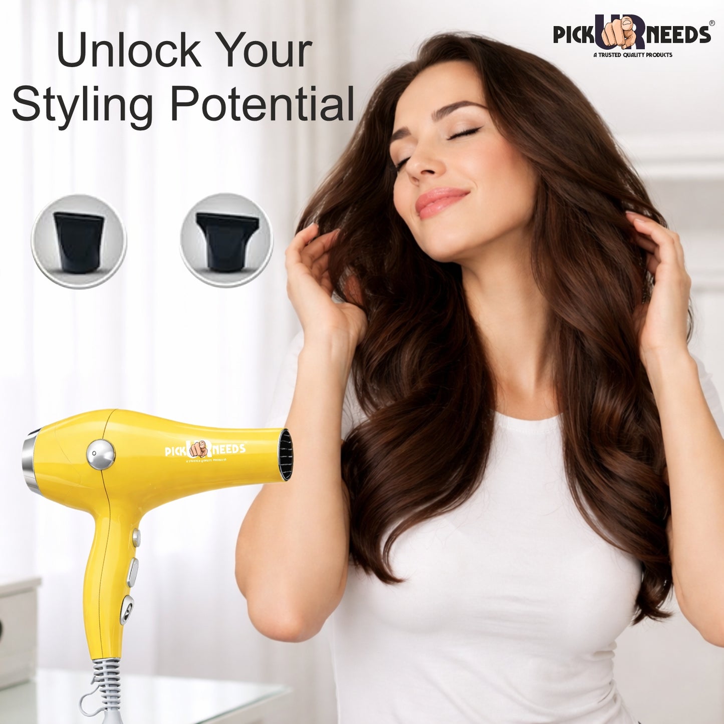 Pick Ur Needs Hair Dryer for Women & Men Quick Dry Hot and Cold Air Low Noise Dryer Hair Dryer