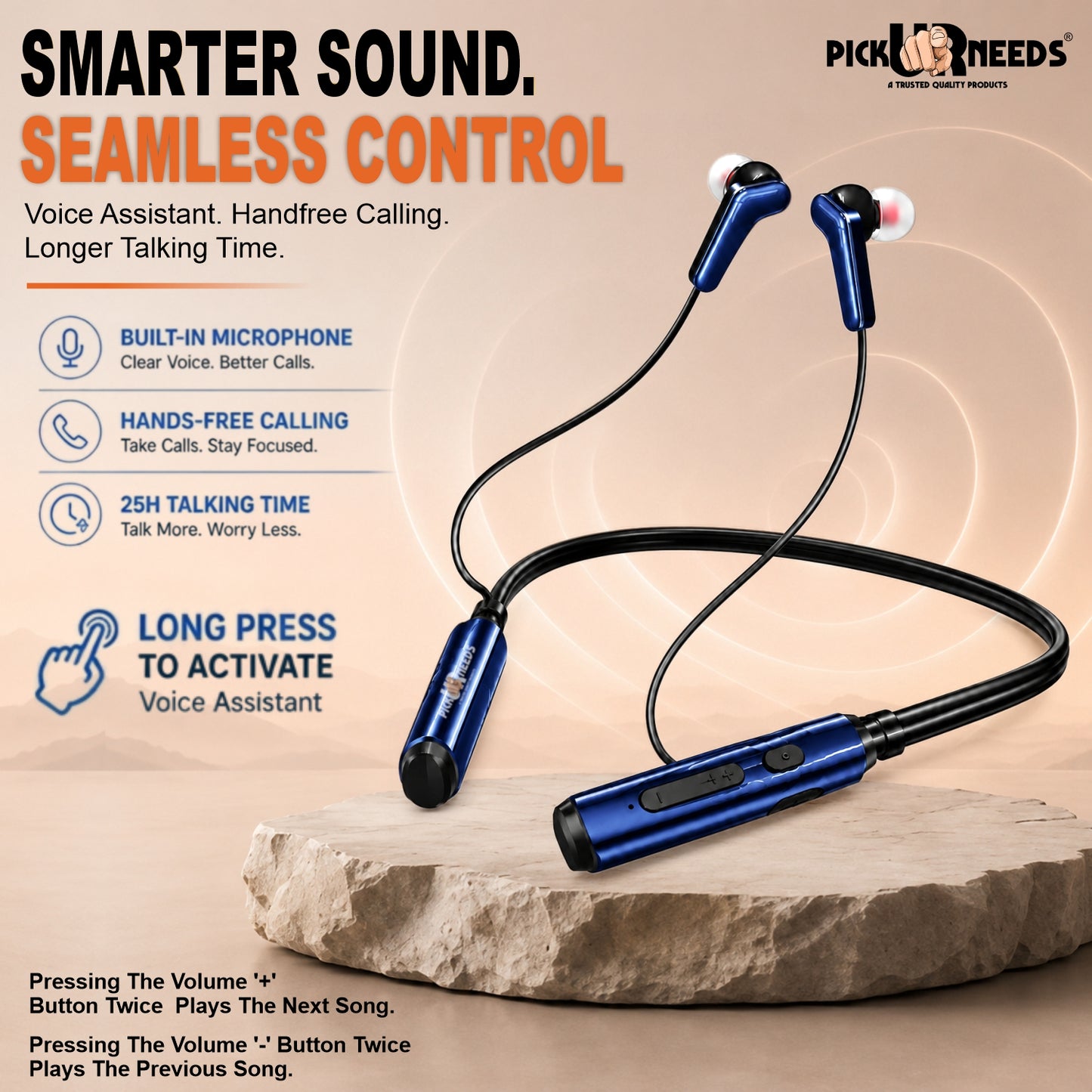 Bluetooth Neckband Earbuds with Strong Battery Backup & Comfortable Fit