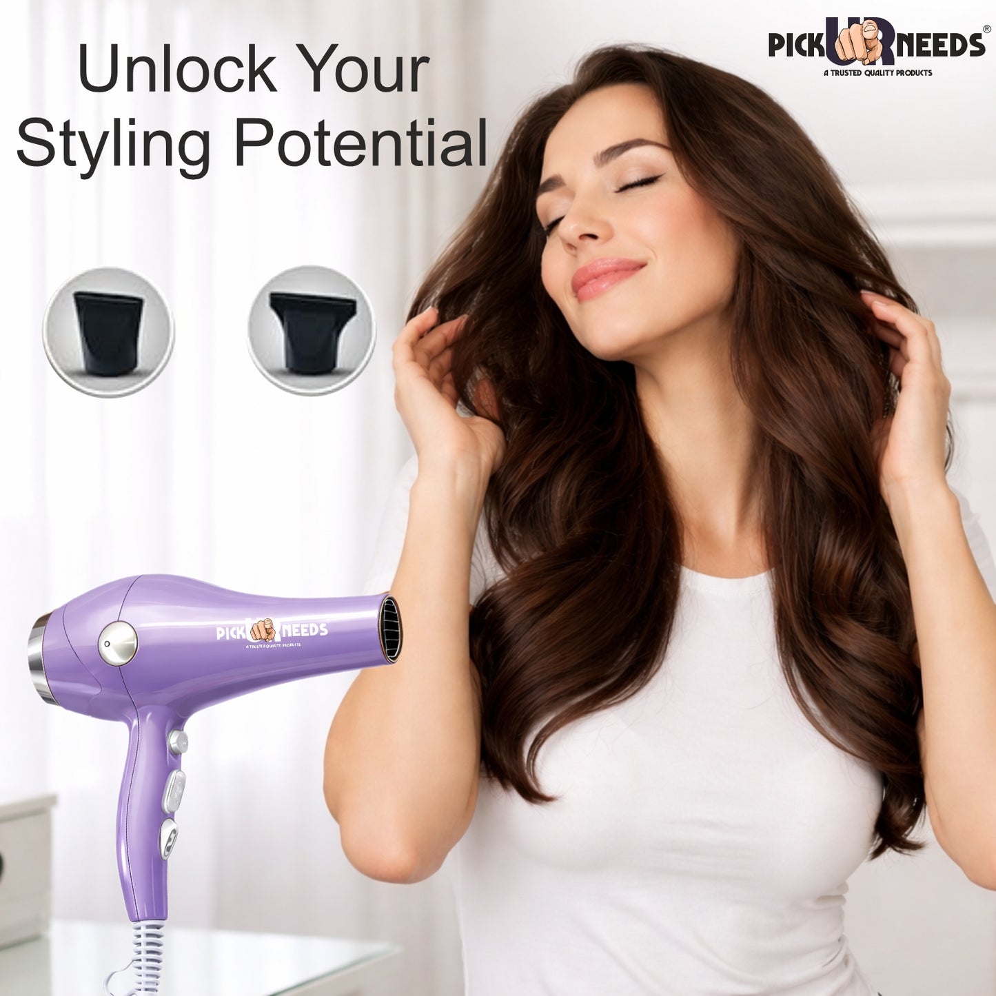 Pick Ur Needs Hair Dryer for Women & Men Quick Dry Hot and Cold Air Low Noise Dryer Hair Dryer