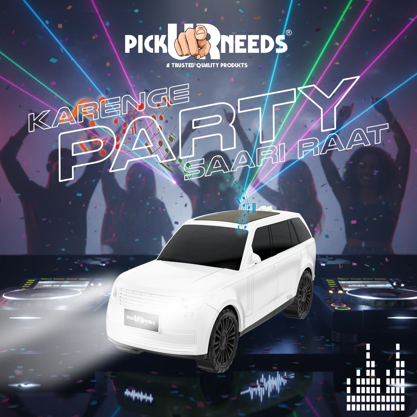 Pick Ur Needs Car Shape Wireless Bluetooth Portable Rechargeable Speaker LED Headlights  TF Card, USB, AUX, Type-C