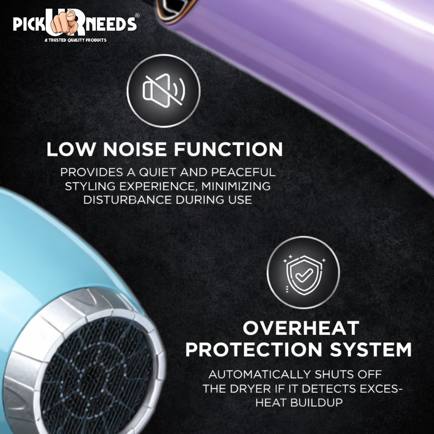 Pick Ur Needs Hair Dryer for Women & Men Quick Dry Hot and Cold Air Low Noise Dryer Hair Dryer