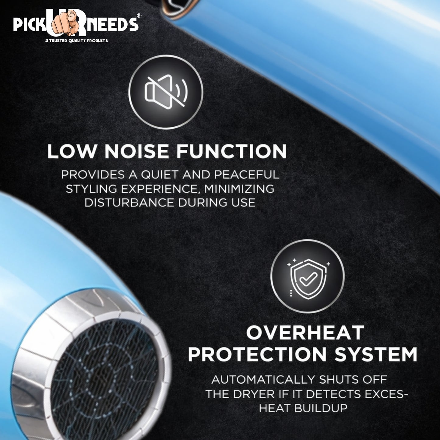 Pick Ur Needs Hair Dryer for Women & Men Quick Dry Hot and Cold Air Low Noise Dryer Hair Dryer