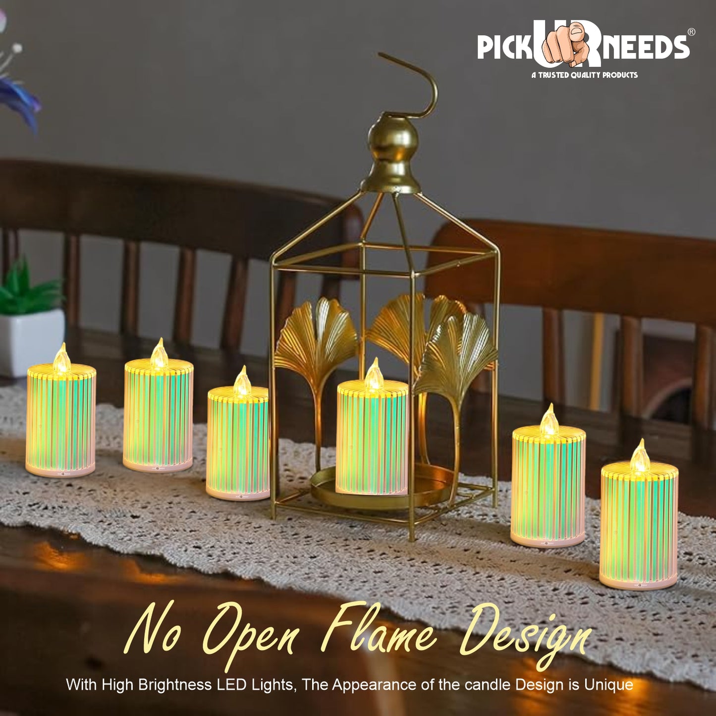 Pick Ur Needs Flameless LED Candle Light with Warm Yellow Flickering Artificial Candle for Home Decor, Festival & Romantic Lighting Pack of 6