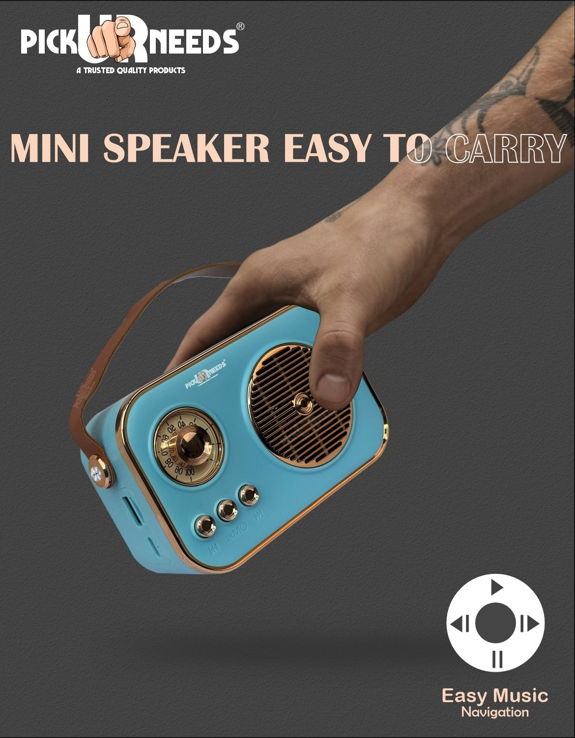 Pick Ur Needs Portable Wireless Bluetooth Speaker With Premium Design TF Card/ USB Support TWS 5 W Bluetooth Speaker  (Cream, 5.0 Channel)