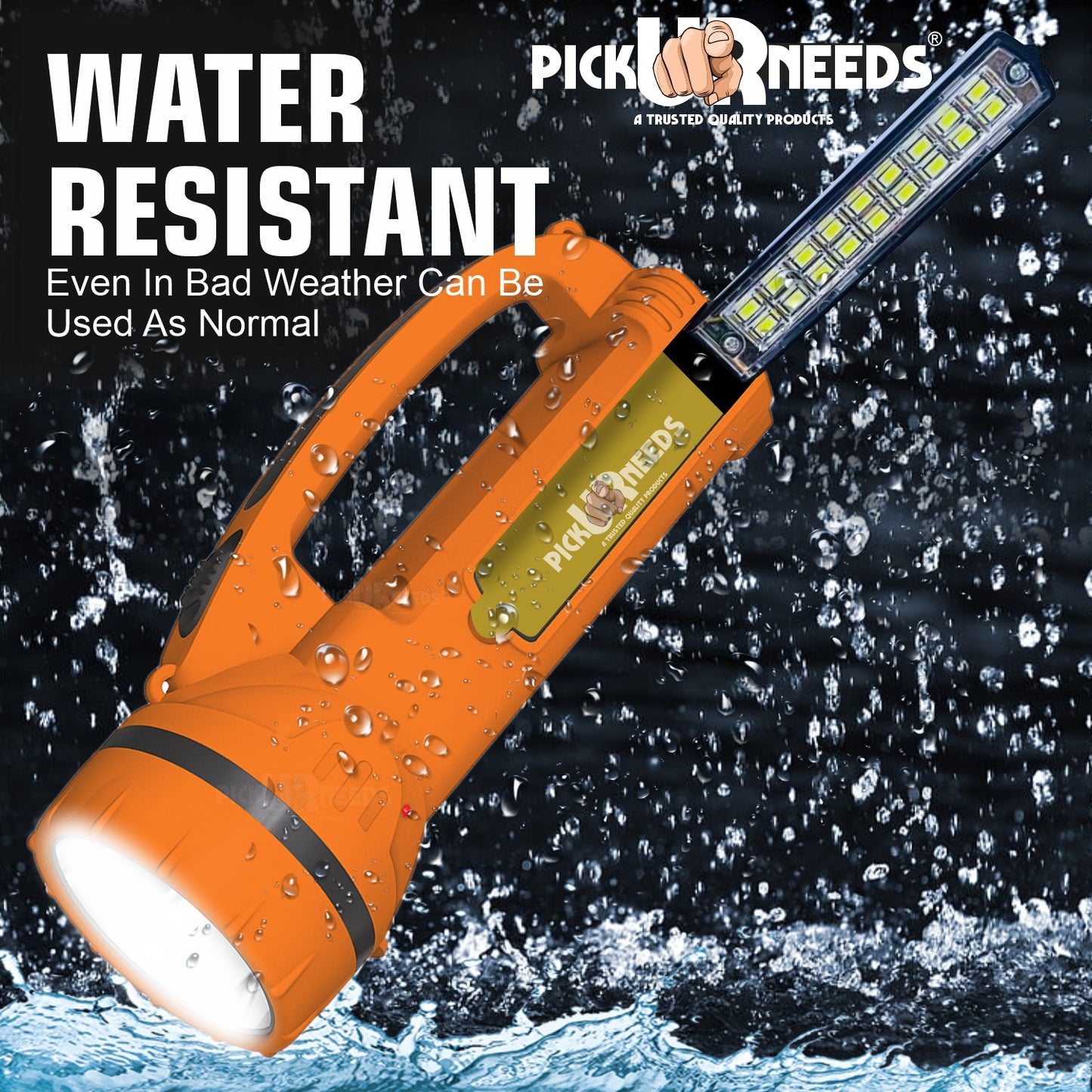 Pick Ur Needs 50W Long Range Rechargeable Search Laser with 1500mAh Battery, 18 SMD Bright 8 hrs Torch Emergency Light  (Yellow)