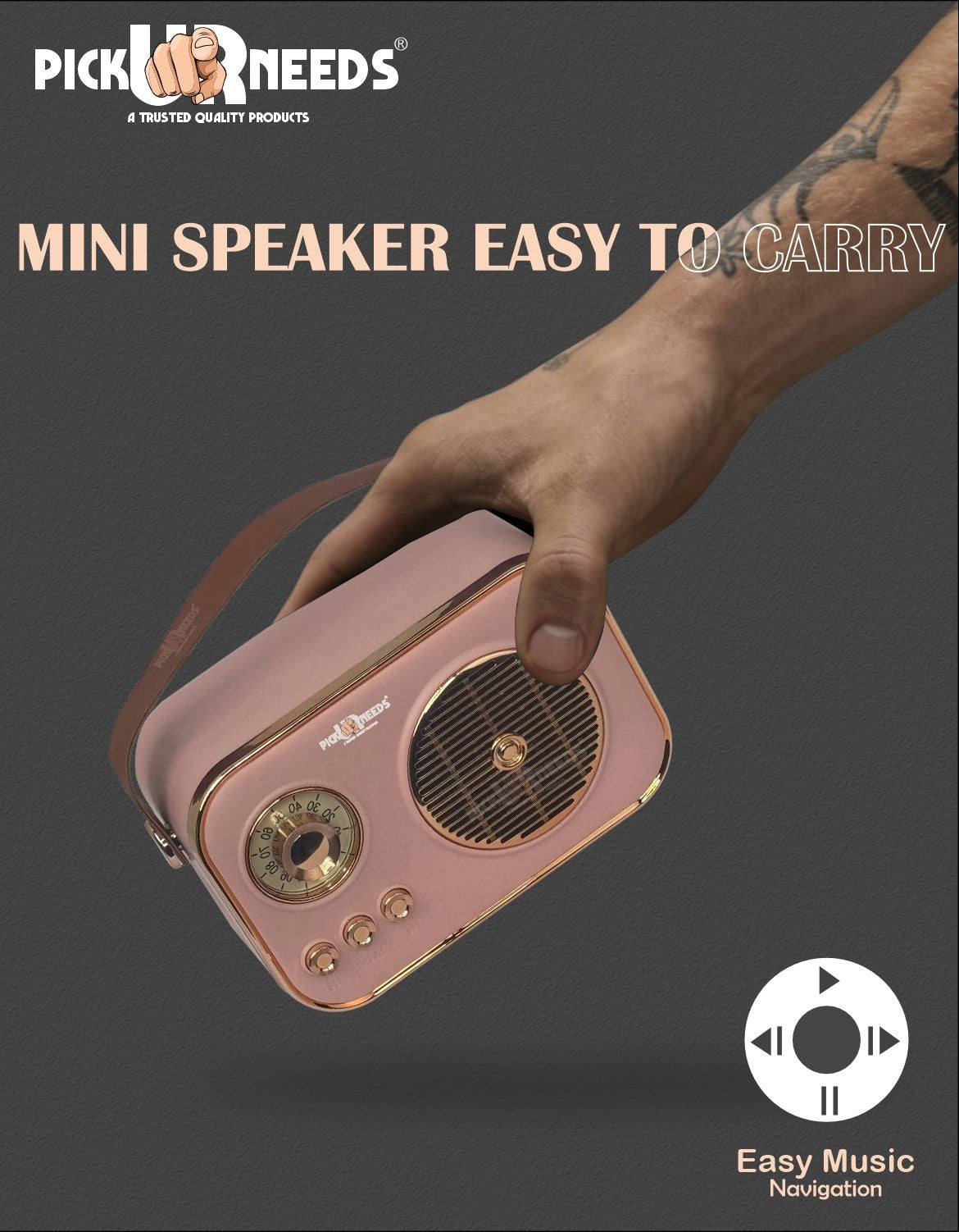 Pick Ur Needs Portable Wireless Bluetooth Speaker With Premium Design TF Card/ USB Support TWS 5 W Bluetooth Speaker  (Cream, 5.0 Channel)