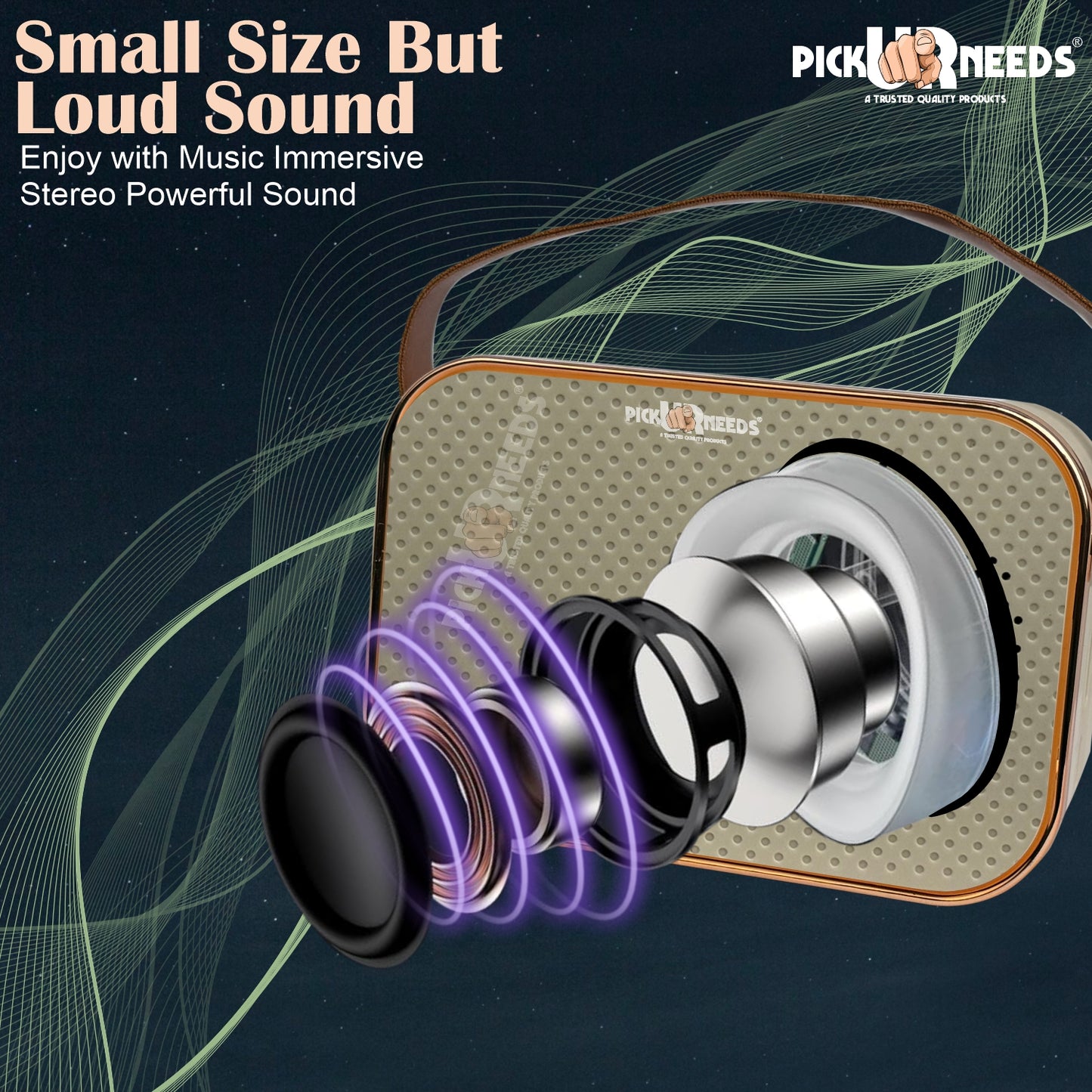 Pick Ur Needs Portable Wireless Bluetooth Speaker With Premium Design TF Card/ USB Support TWS 5 W Bluetooth Speaker  (Cream, 5.0 Channel)