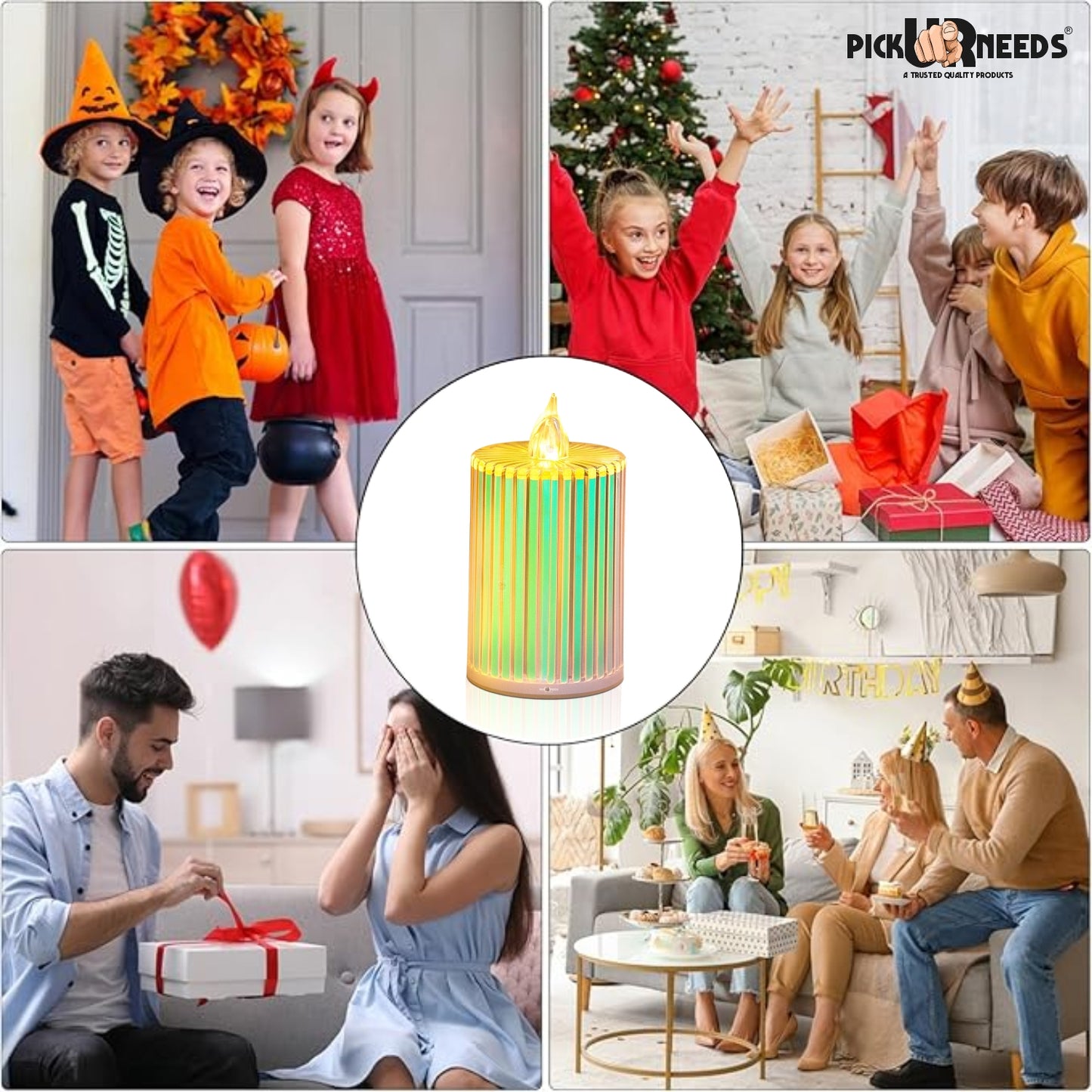 Pick Ur Needs Flameless LED Candle Light with Warm Yellow Flickering Artificial Candle for Home Decor, Festival & Romantic Lighting Pack of 2