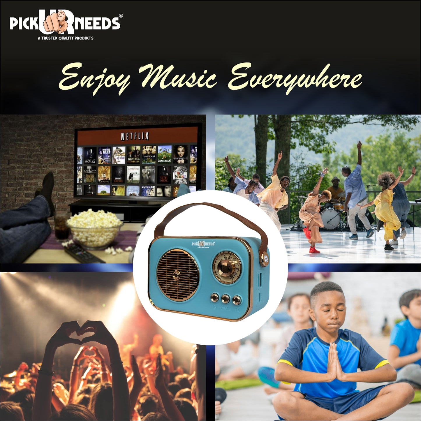 Pick Ur Needs Portable Wireless Bluetooth Speaker With Premium Design TF Card/ USB Support TWS 5 W Bluetooth Speaker  (Cream, 5.0 Channel)