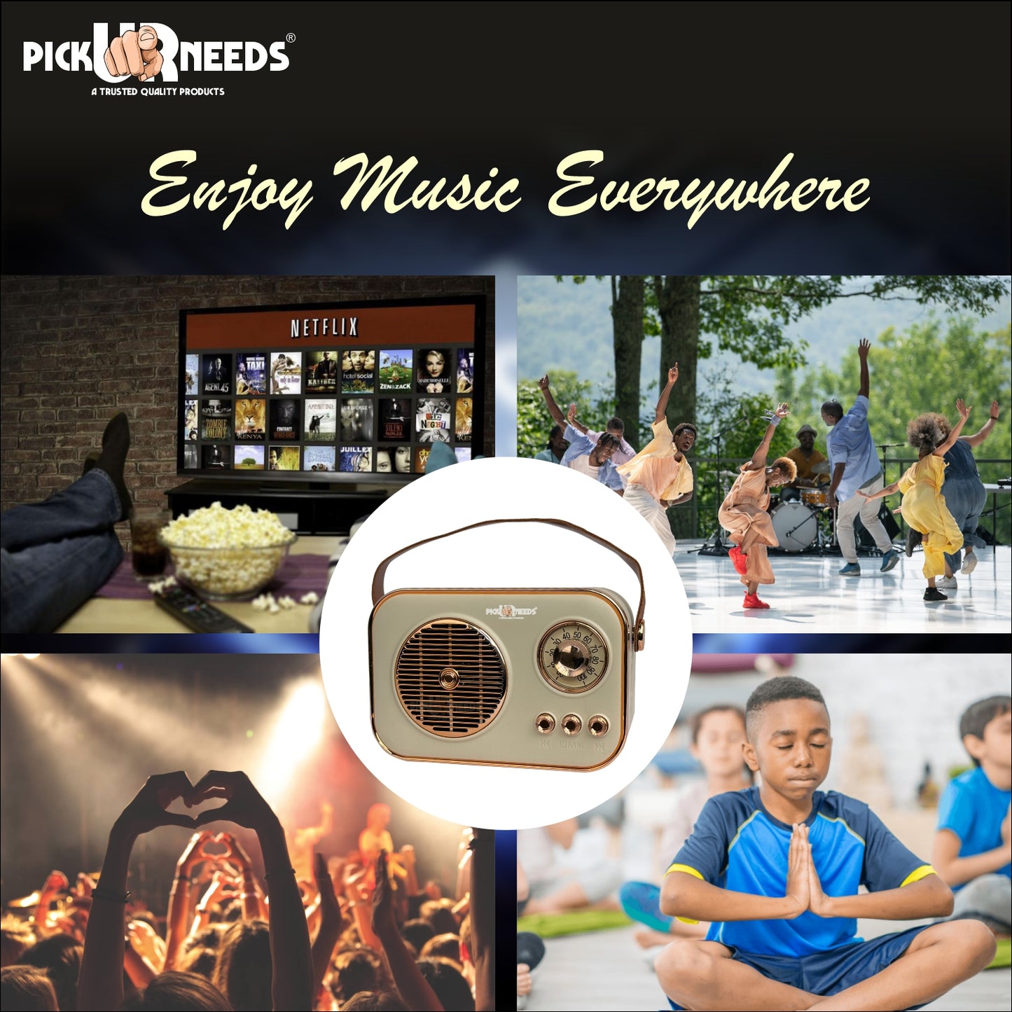 Pick Ur Needs Portable Wireless Bluetooth Speaker With Premium Design TF Card/ USB Support TWS 5 W Bluetooth Speaker  (Cream, 5.0 Channel)