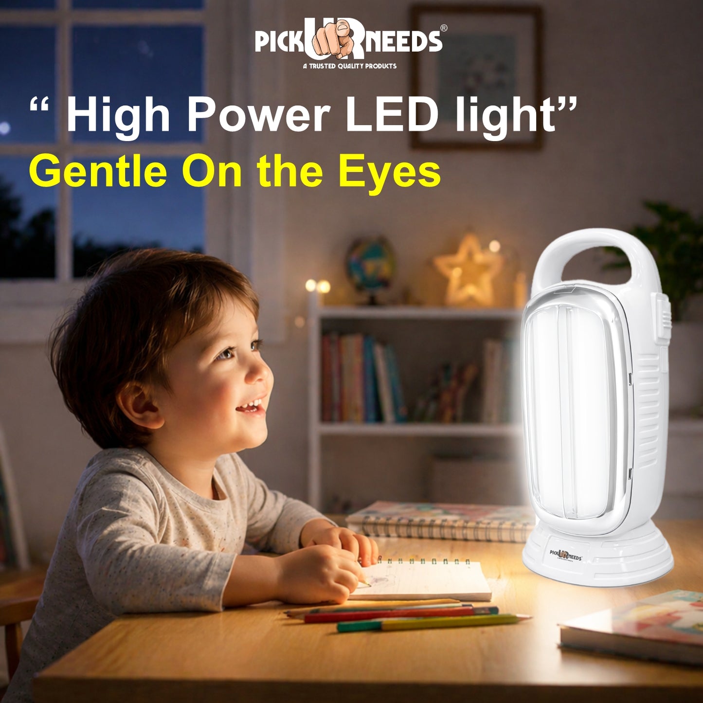 Pick Ur Needs 2-in-1 Rechargeable LED Lamp 40W with 2500mAh Battery, High & Low Modes, 15 Hours Backup, Portable Emergency Light (LED Light)