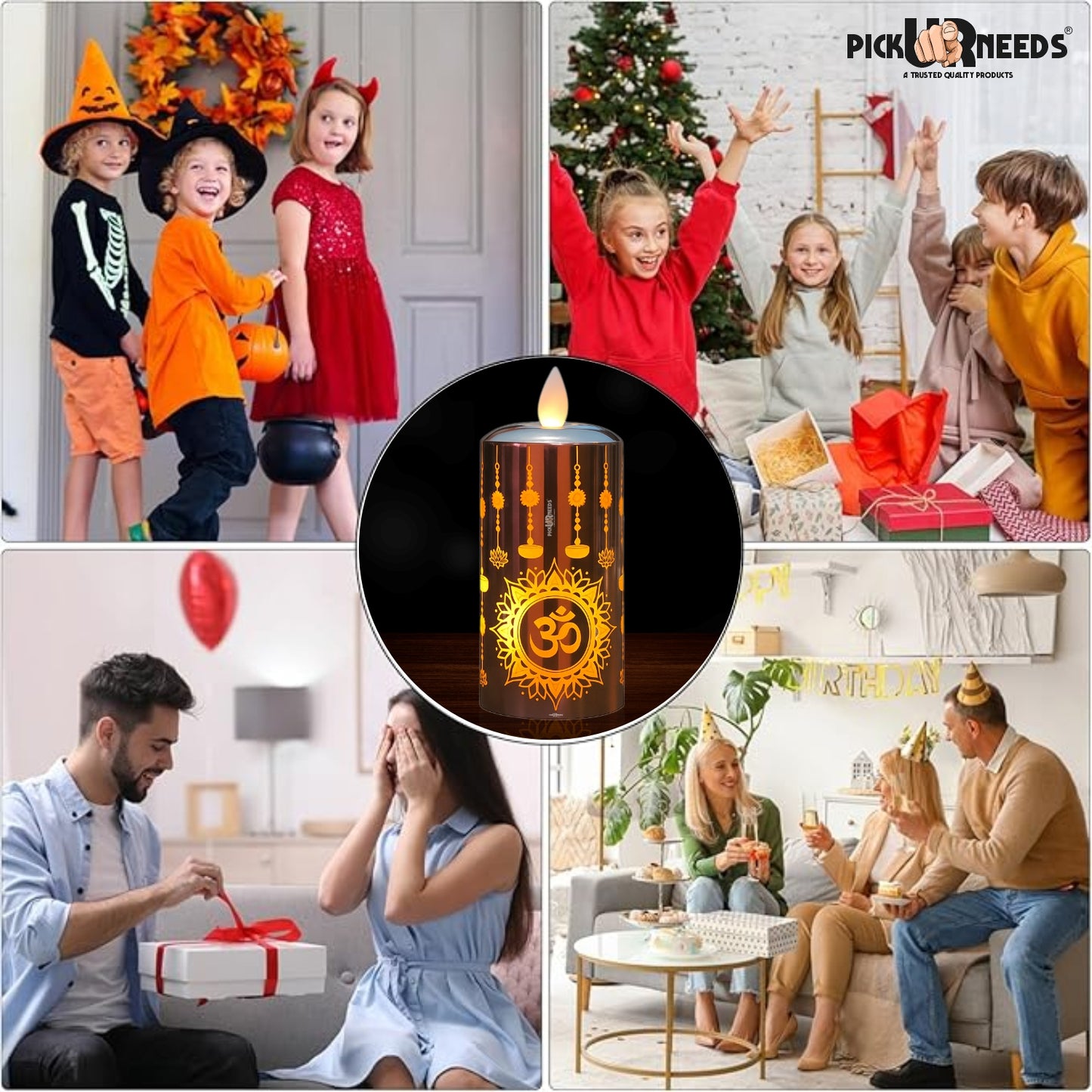 Pick Ur Needs Flameless Diya LED Tea Light Candle – Realistic Moving Flame | Battery Operated Acrylic Pillar Candle for Home Decor, Diwali & Christmas