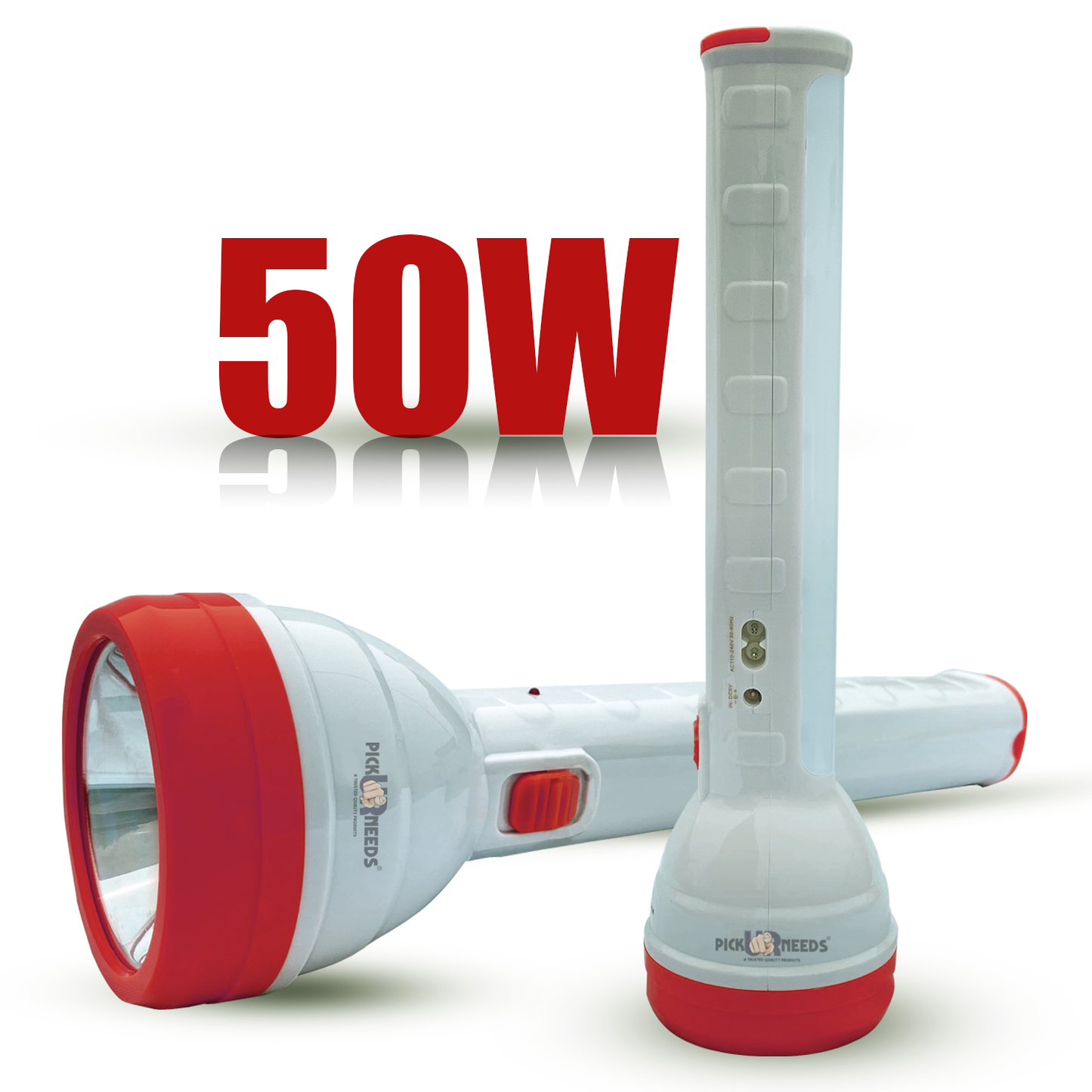 Pick Ur Needs 2 In 1 Emergency Rechargeable Long Range 50W+Tube LED Search Torch Light Torch
