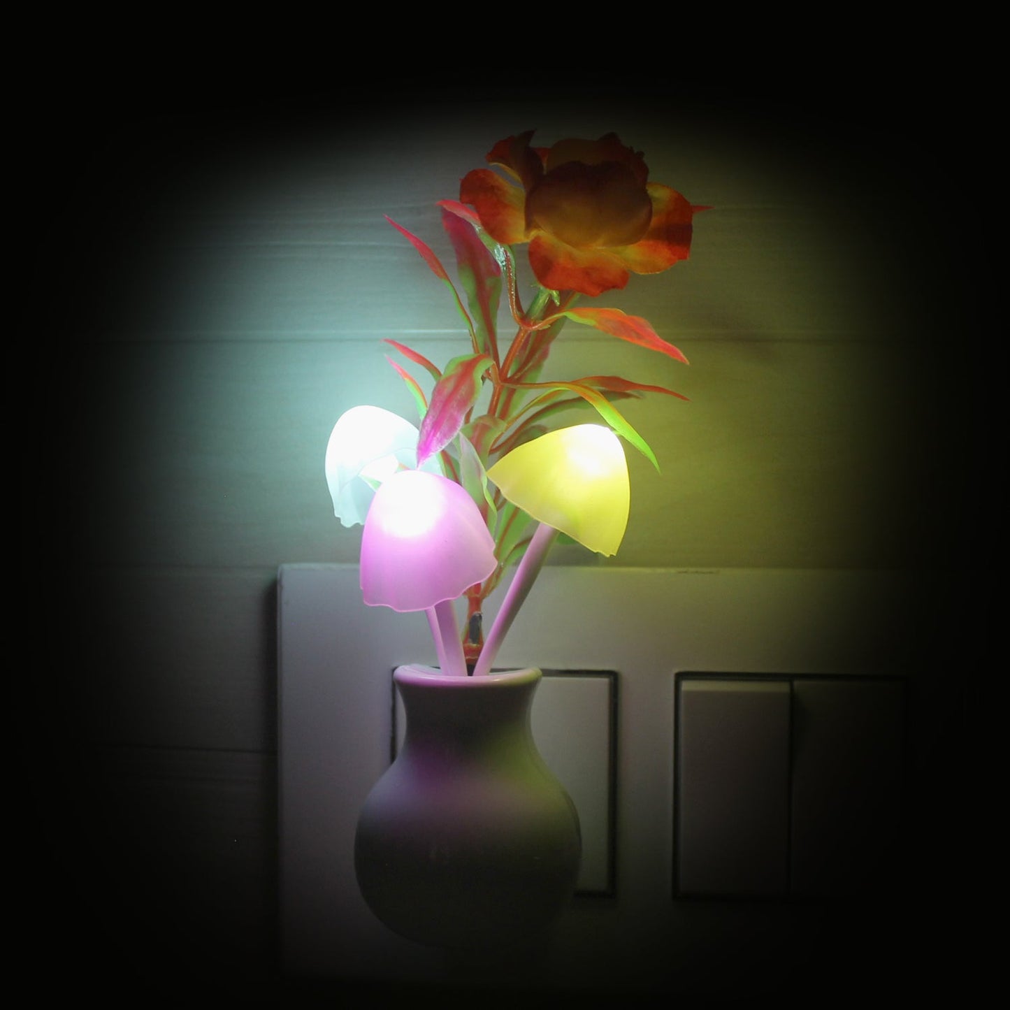 Pick Ur Needs Auto On/Off Color Changing Sensor LED Night Light Mushroom Lamp Plu