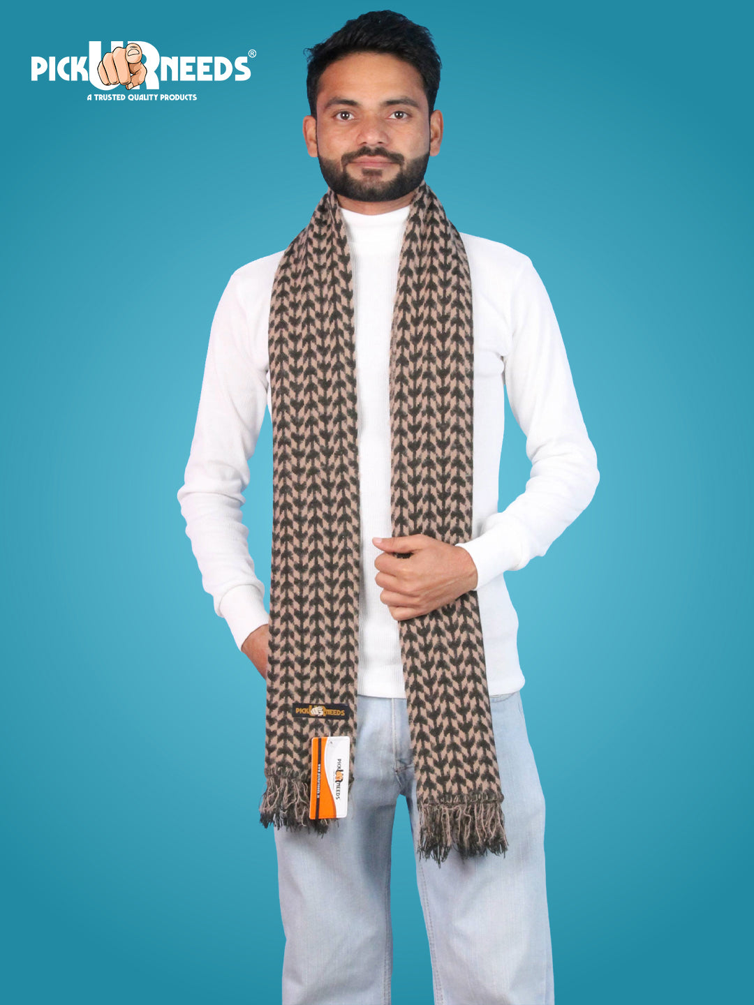 Pick Ur Needs Soft Warm Woolen Premium Winter Muffler for Men Scarf with Stylish Check Pattern Long & Comfortable Cold Weather Neck Wrap