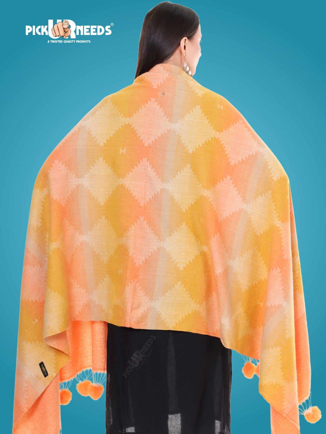 Pick Ur Needs Women’s Soft Woolen Shawl Premium Warm & Breathable Winter Stole  Elegant Striped Design with Tassels